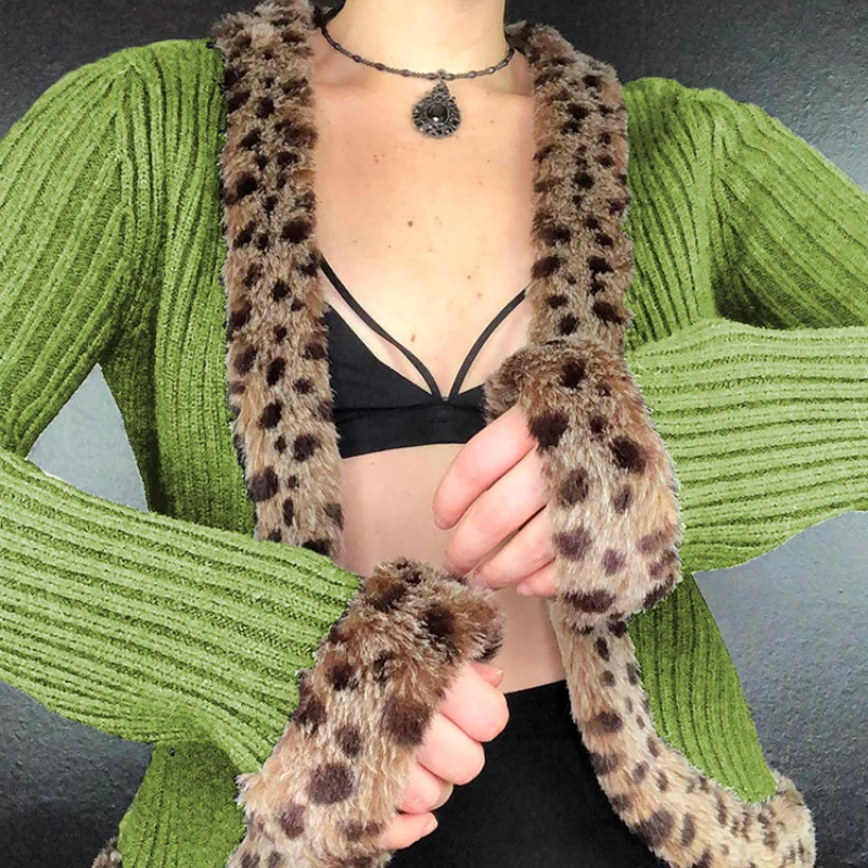 Retro Green Y2K Cardigan Shirts Women Leopard Fur Trim Cute Kawaii Clothes Vintage Fairycore Long Sleeve Autumn Tops E Girl Goth
Retro Green Y2K Cardigan Shirts Women Leopard Fur Trim Cute Kawaii Clothes Vintage Fairycore Long Sleeve Autumn Tops E Girl Goth