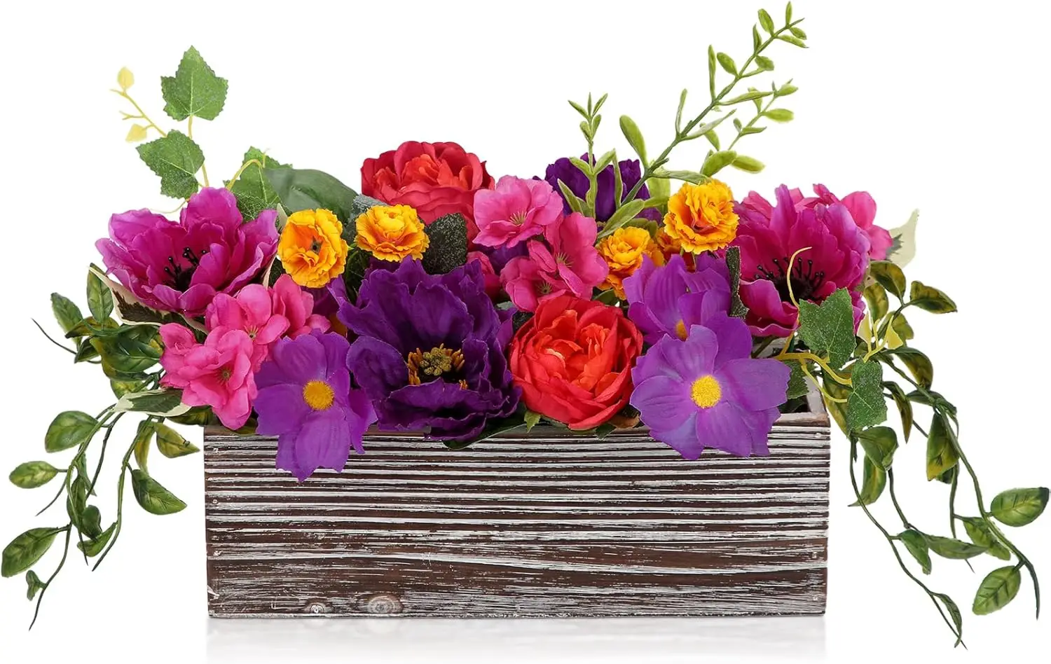 Flower Arrangement with Wooden Vase 10" Artificial Flowers in Pot - Fake Flowers in White Rectangular Wooden Vase Potted
Flower Arrangement with Wooden Vase 10" Artificial Flowers in Pot - Fake Flowers in White Rectangular Wooden Vase Potted