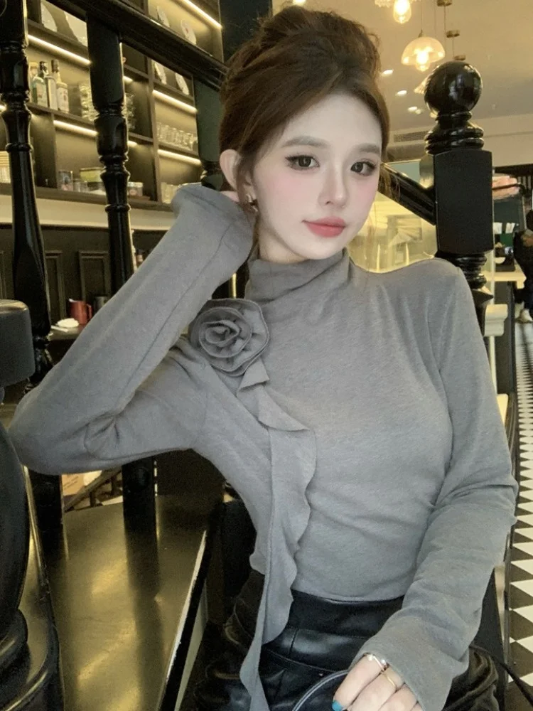 Elegant Long Sleeve Slim Fit T-Shirt Women's High Collar Base Layer Top Outerwear Autumn Season Simple Style plus Size
Elegant Long Sleeve Slim Fit T-Shirt Women's High Collar Base Layer Top Outerwear Autumn Season Simple Style plus Size