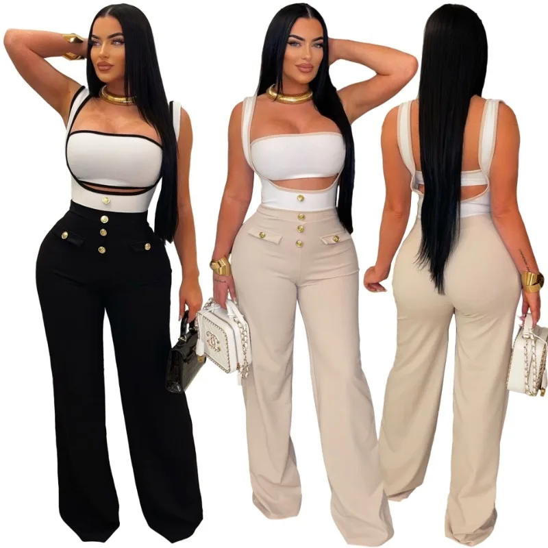 Elegant 2 Piece Sets for Women Summer Outfits Sexy Halter Tube Crop Tops Bodycon Flare Pants Set Vacation Jumpsuits Club Outfits
Elegant 2 Piece Sets for Women Summer Outfits Sexy Halter Tube Crop Tops Bodycon Flare Pants Set Vacation Jumpsuits Club Outfits