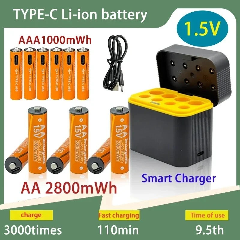 Battery Charger 4+4 Slots Intelligent LED Indicator USB Charger for 1.5V Lithium Rechargeable Batteries AAA/AA Battery Charger
Battery Charger 4+4 Slots Intelligent LED Indicator USB Charger for 1.5V Lithium Rechargeable Batteries AAA/AA Battery Charger