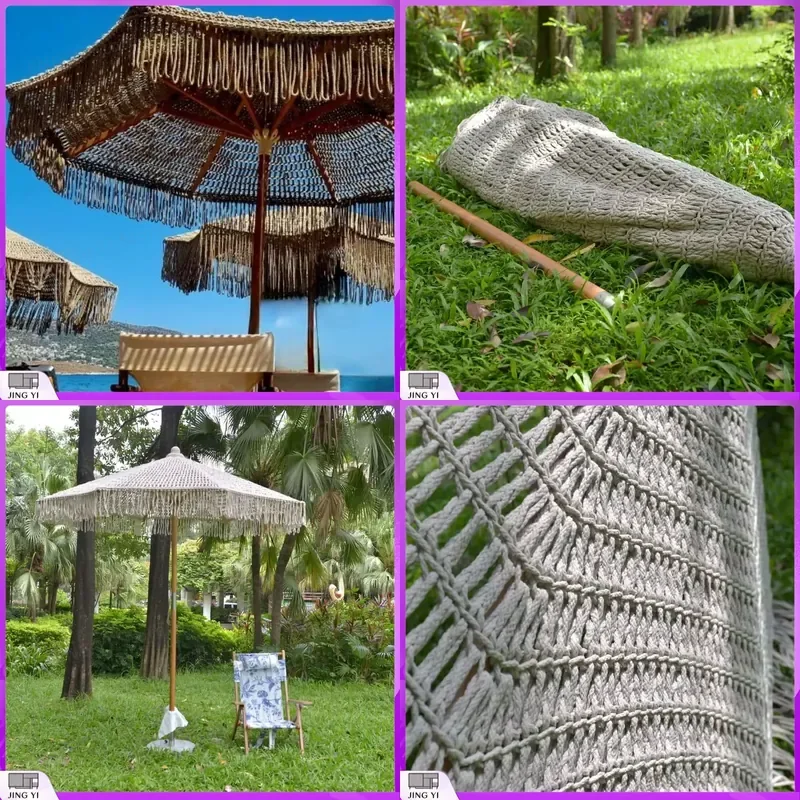 Bohemian Macrame Outdoor Patio Umbrella for Beach Garden Wood Frame Terylene Cotton Canopy European Style Sun Shade Parasol
Bohemian Macrame Outdoor Patio Umbrella for Beach Garden Wood Frame Terylene Cotton Canopy European Style Sun Shade Parasol
