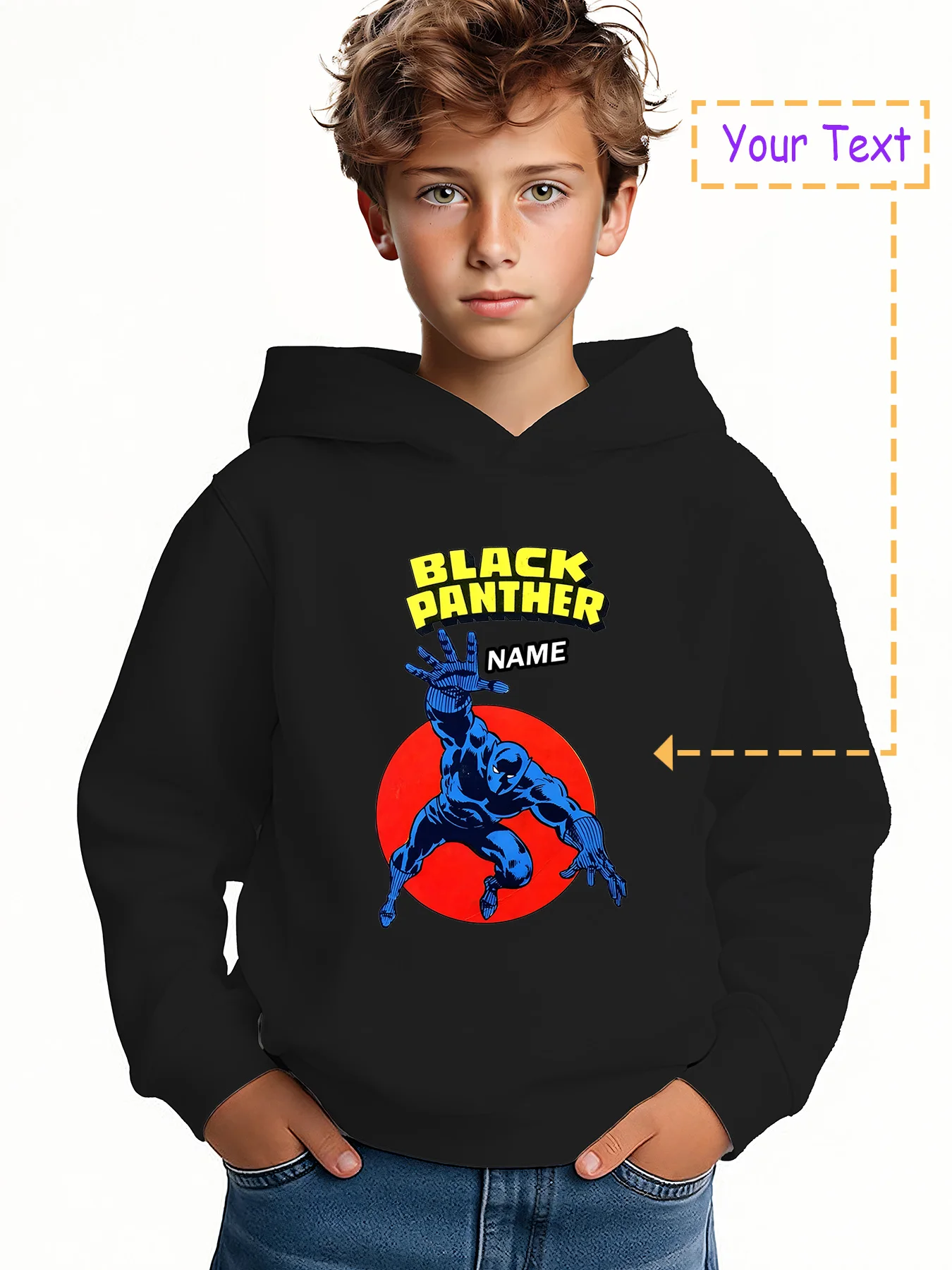MINISO Black Panther Classic Action Hoodie for Boys - Black Panther's combat pose, cool and trendy, perfect for anime fans
MINISO Black Panther Classic Action Hoodie for Boys - Black Panther's combat pose, cool and trendy, perfect for anime fans
