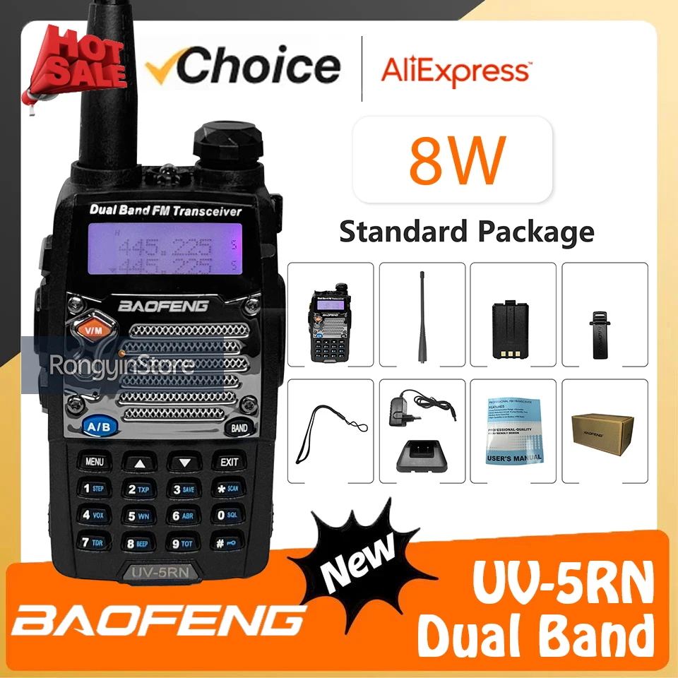 Baofeng UV-5RN Walkie Talkie 8W VHF UHF Dual Band 136-174/400-480mhz Cosmetic Upgrade 128Ch FM Flashlight Portable Two Way Radio
Baofeng UV-5RN Walkie Talkie 8W VHF UHF Dual Band 136-174/400-480mhz Cosmetic Upgrade 128Ch FM Flashlight Portable Two Way Radio