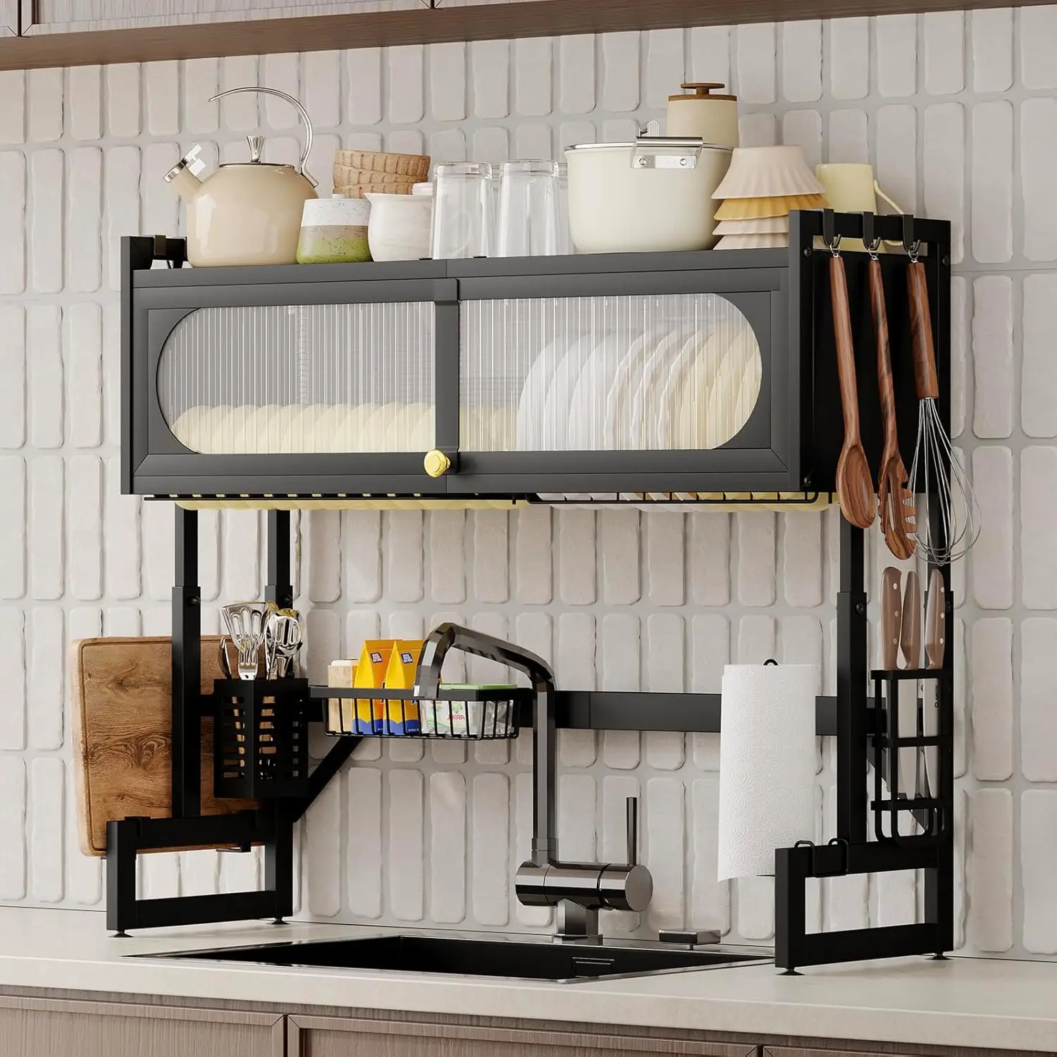 Dish Drying Rack 3 Tier Over The Sink Dish Drying Rack for Kitchen Sink Shlef Expandable Height (Black)
Dish Drying Rack 3 Tier Over The Sink Dish Drying Rack for Kitchen Sink Shlef Expandable Height (Black)