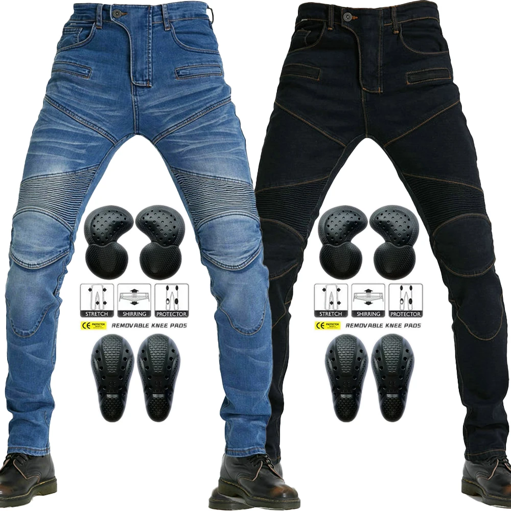 New Motorcycle Black Anti-fall Riding Moto Jeans for Men Motocross Racing Blue Trousers with 4 Knee Hip Protective Pads Pants
New Motorcycle Black Anti-fall Riding Moto Jeans for Men Motocross Racing Blue Trousers with 4 Knee Hip Protective Pads Pants