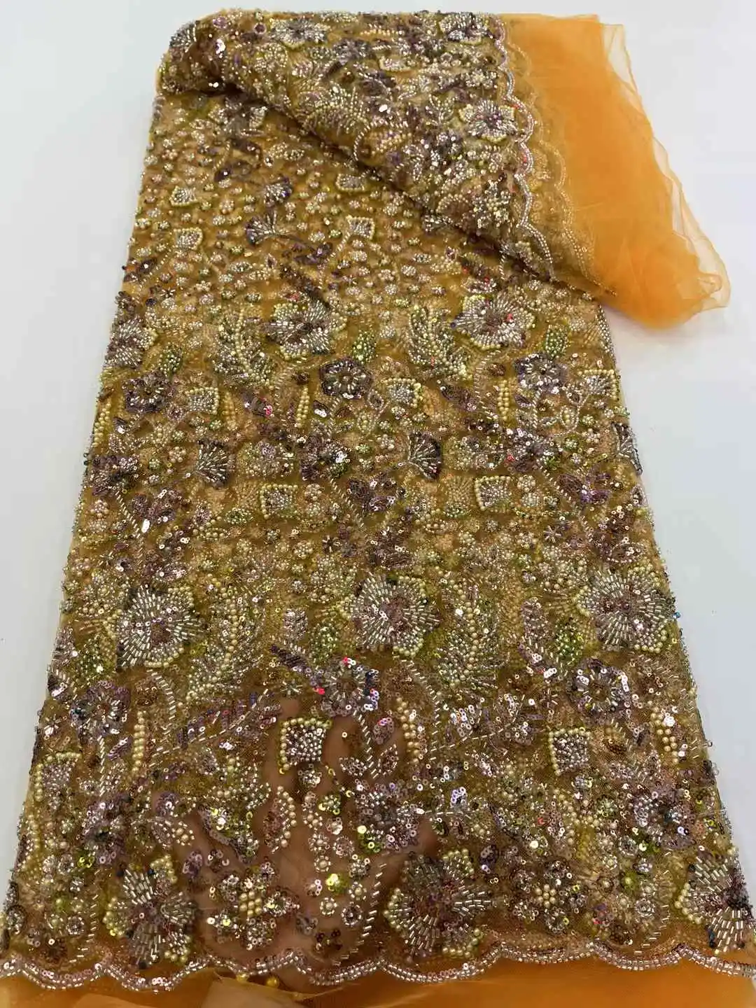 Luxury African Heavy Beaded Sequins Lace Fabric 2025 High Quality Embroidery Lace Nigerian French Mesh Lace Material For Wedding
Luxury African Heavy Beaded Sequins Lace Fabric 2025 High Quality Embroidery Lace Nigerian French Mesh Lace Material For Wedding