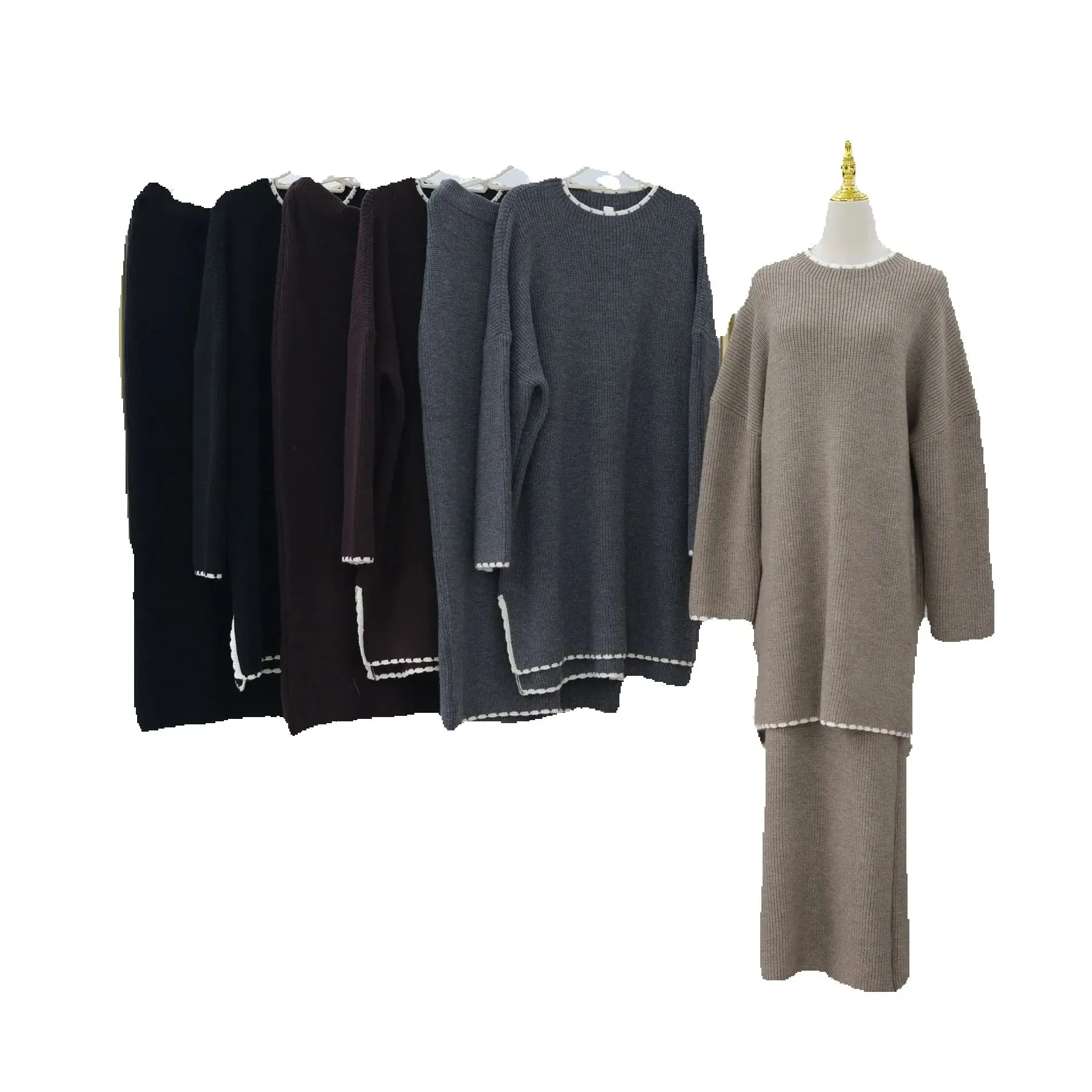 2PCS Autumn Winter Women Knitted Tops Skirt 2 Piece Set Muslim Sets Dubai Abaya Kaftan Islam Clothing Femme Musulmane Ensembles
2PCS Autumn Winter Women Knitted Tops Skirt 2 Piece Set Muslim Sets Dubai Abaya Kaftan Islam Clothing Femme Musulmane Ensembles
