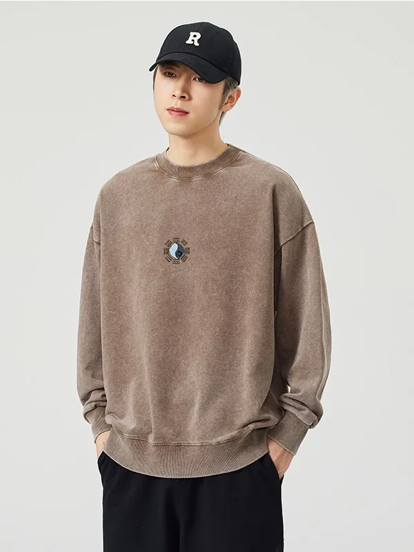 Heavily Washed Vintage Sweatshirt Men's round Neck Embroidered Eight Trigrams Casual Loose Fit High Cotton Hoodie Streetwear
Heavily Washed Vintage Sweatshirt Men's round Neck Embroidered Eight Trigrams Casual Loose Fit High Cotton Hoodie Streetwear
