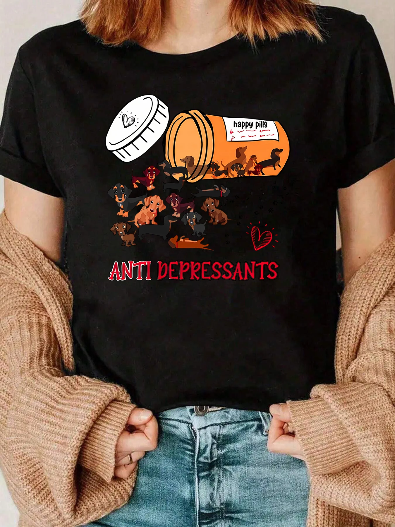 Dogs And Pills Anti Depressants Print T Shirt For Women Casual Wear 220g
Dogs And Pills Anti Depressants Print T Shirt For Women Casual Wear 220g