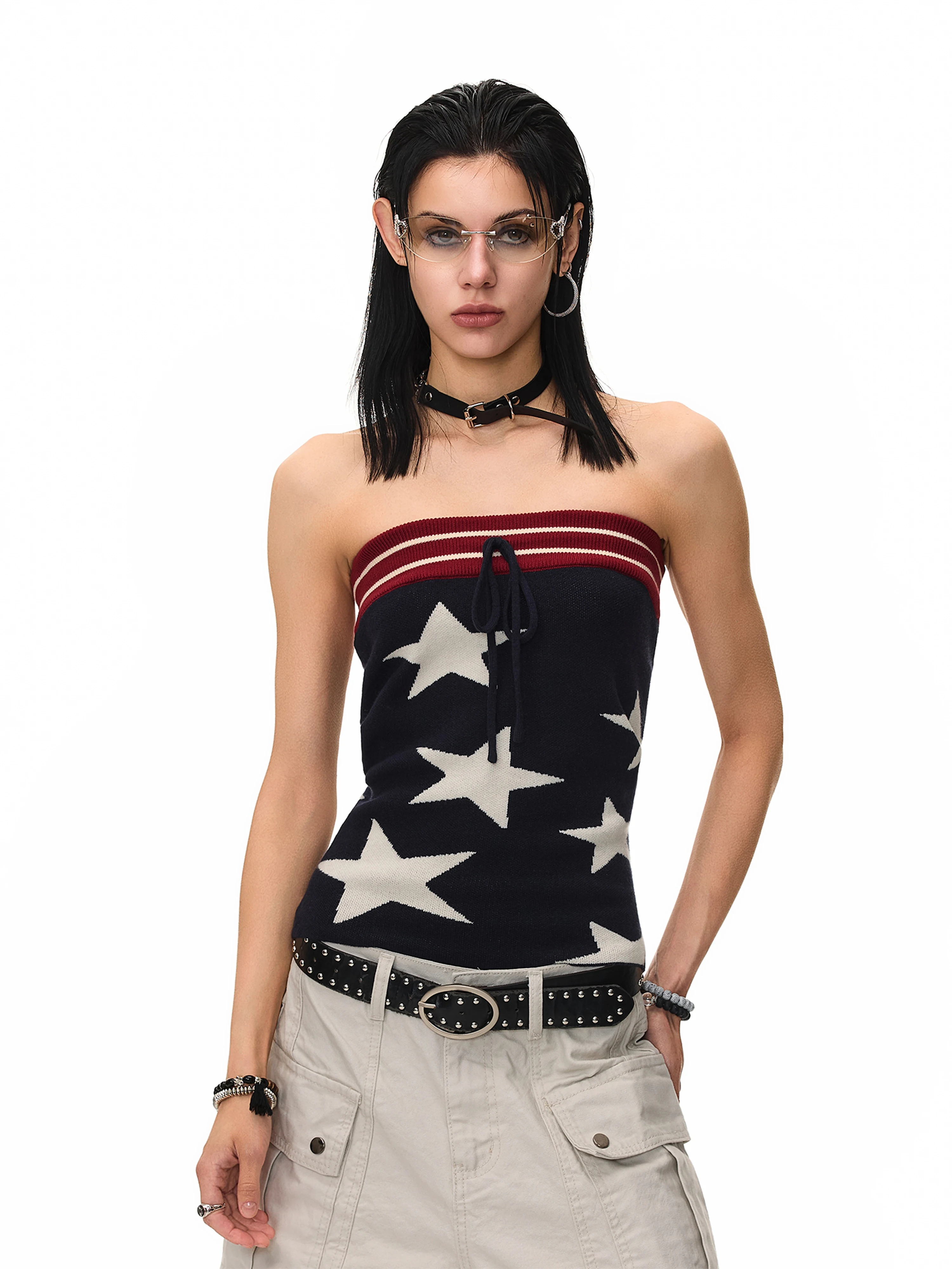 American Retro Spicy Girl Star Splice Striped Tube Top Summer Slimming Vintage Knitted Sleeveless Top Women's Fashion
American Retro Spicy Girl Star Splice Striped Tube Top Summer Slimming Vintage Knitted Sleeveless Top Women's Fashion
