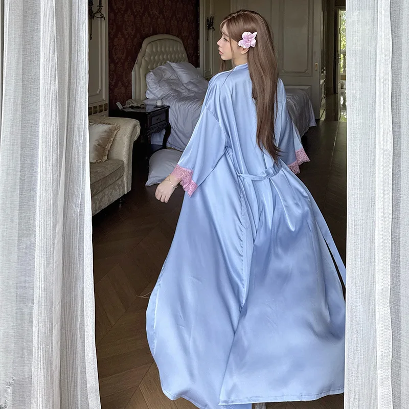 2026 Long Robe Set Sexy Lace Patchwork Nightdress Blue Spaghetti Strap Women Elegant Homewear Vestidos De Novia Lingerie
2026 Long Robe Set Sexy Lace Patchwork Nightdress Blue Spaghetti Strap Women Elegant Homewear Vestidos De Novia Lingerie