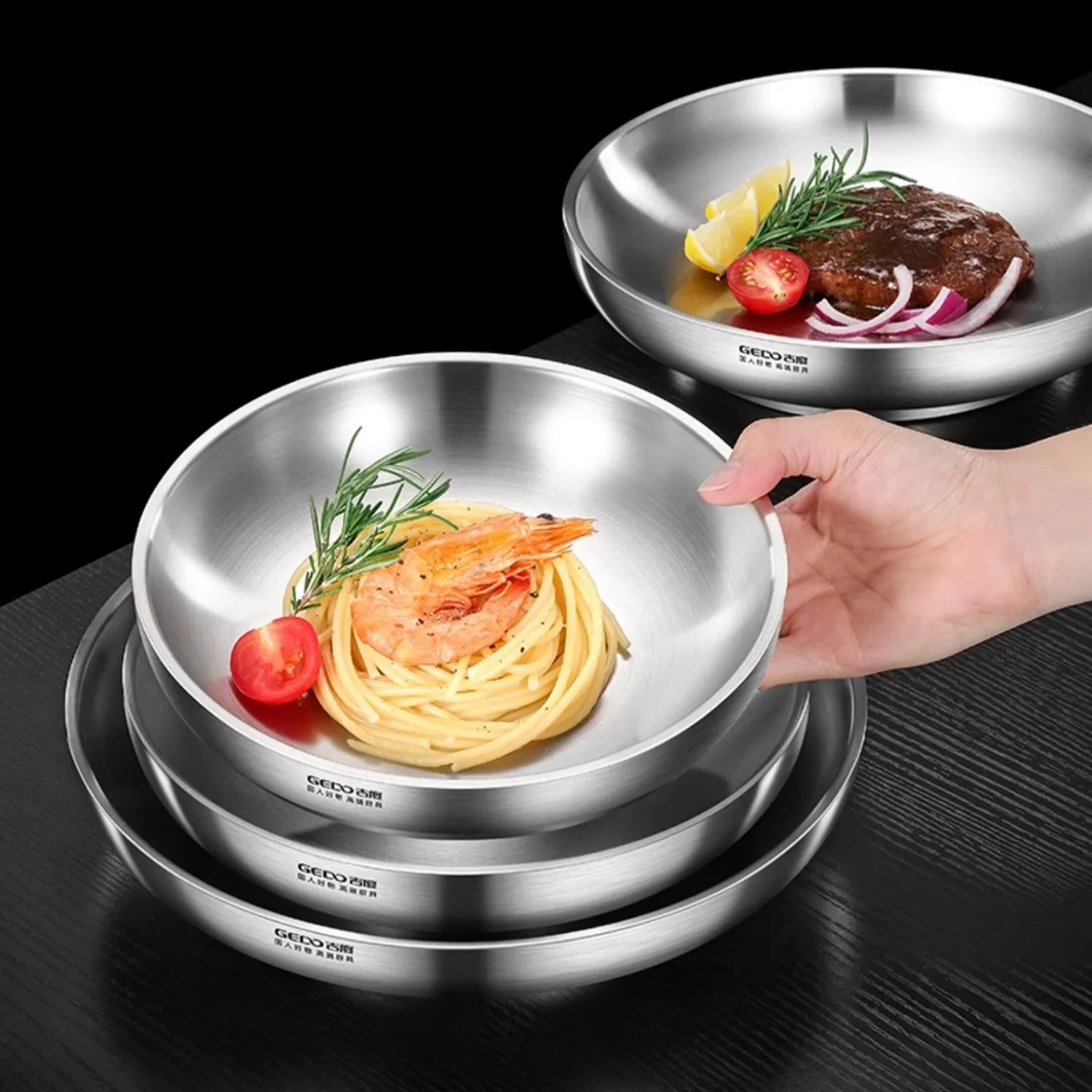 LFGB Certification Ultra Thick Pure 304 Stainless Steel Kitchen Dish Heat Insulation Banquet Plate Fall Resistant Baby Bowl
LFGB Certification Ultra Thick Pure 304 Stainless Steel Kitchen Dish Heat Insulation Banquet Plate Fall Resistant Baby Bowl