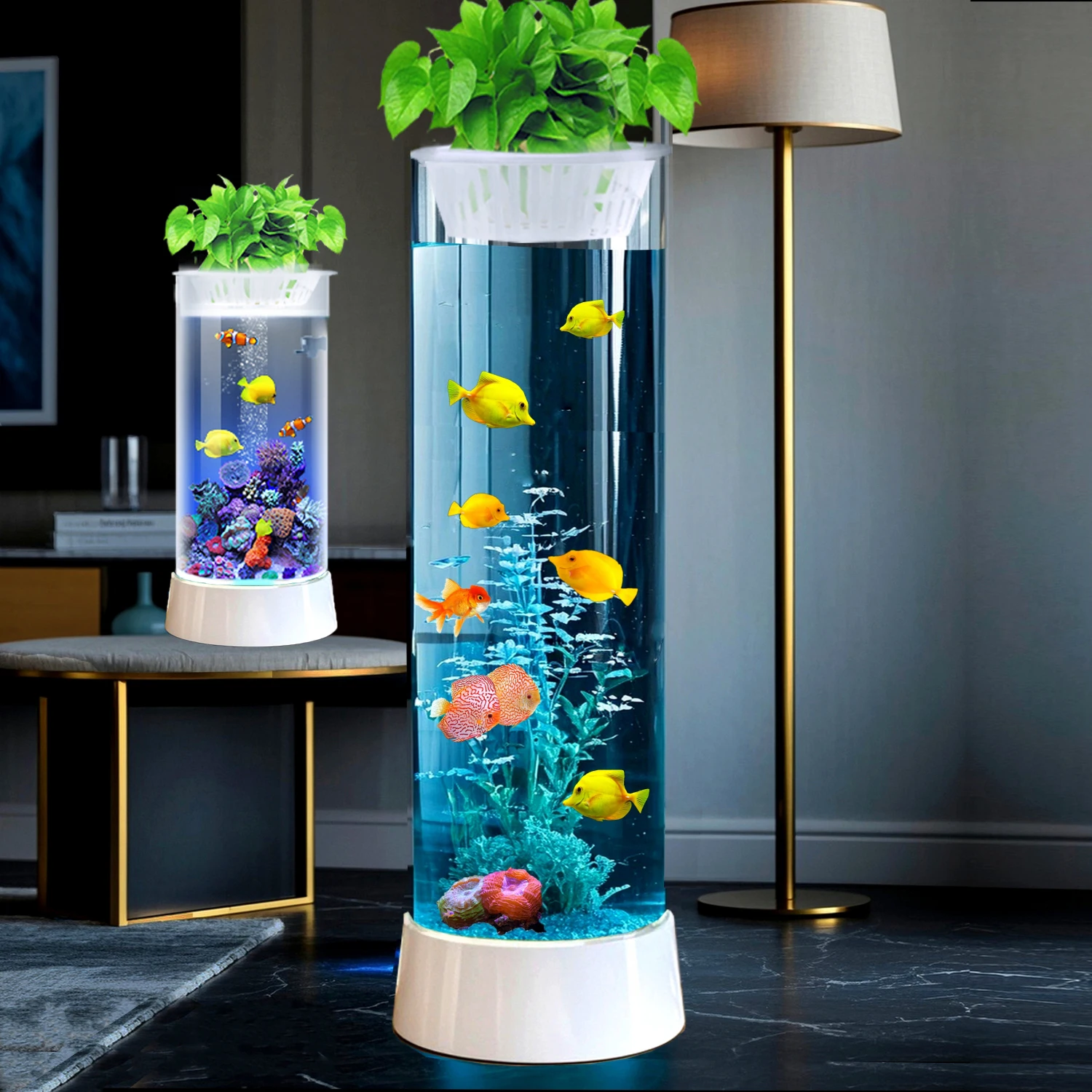 Fish tank living room small 2025 new cylindrical floor-to-ceiling vertical water-free ecological round goldfish tank
Fish tank living room small 2025 new cylindrical floor-to-ceiling vertical water-free ecological round goldfish tank