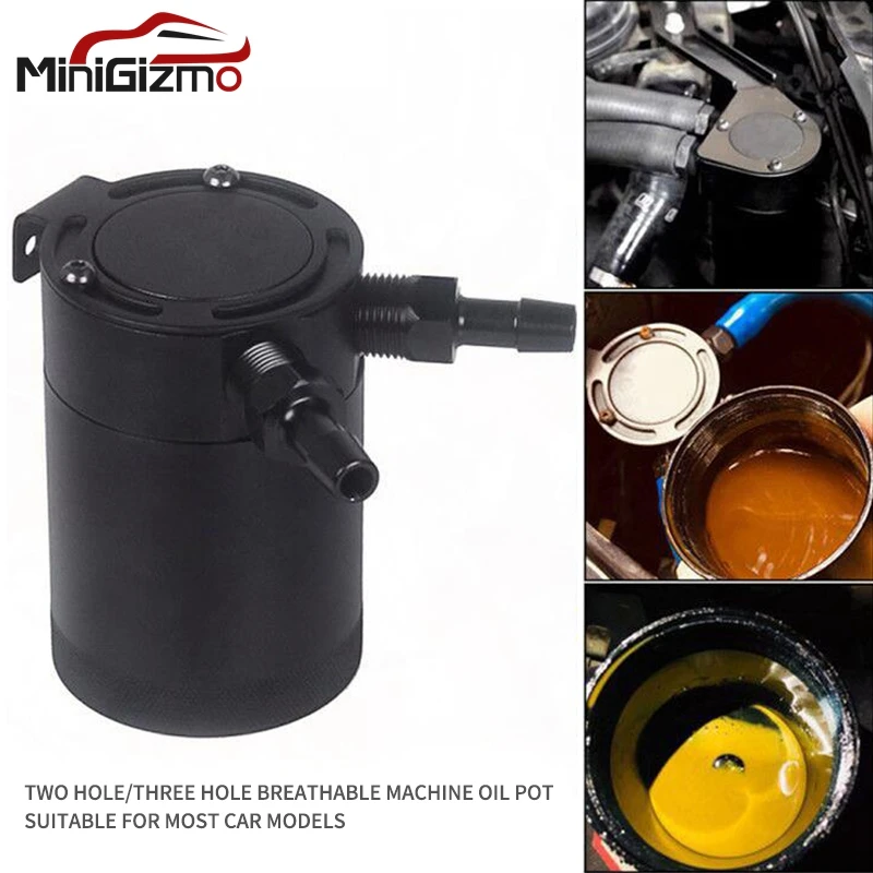 Universal Aluminum 2-port/ 3-port Oil Catch Can Tank with Breather Filter Engine Mini Oil Separator Car Accessories
Universal Aluminum 2-port/ 3-port Oil Catch Can Tank with Breather Filter Engine Mini Oil Separator Car Accessories