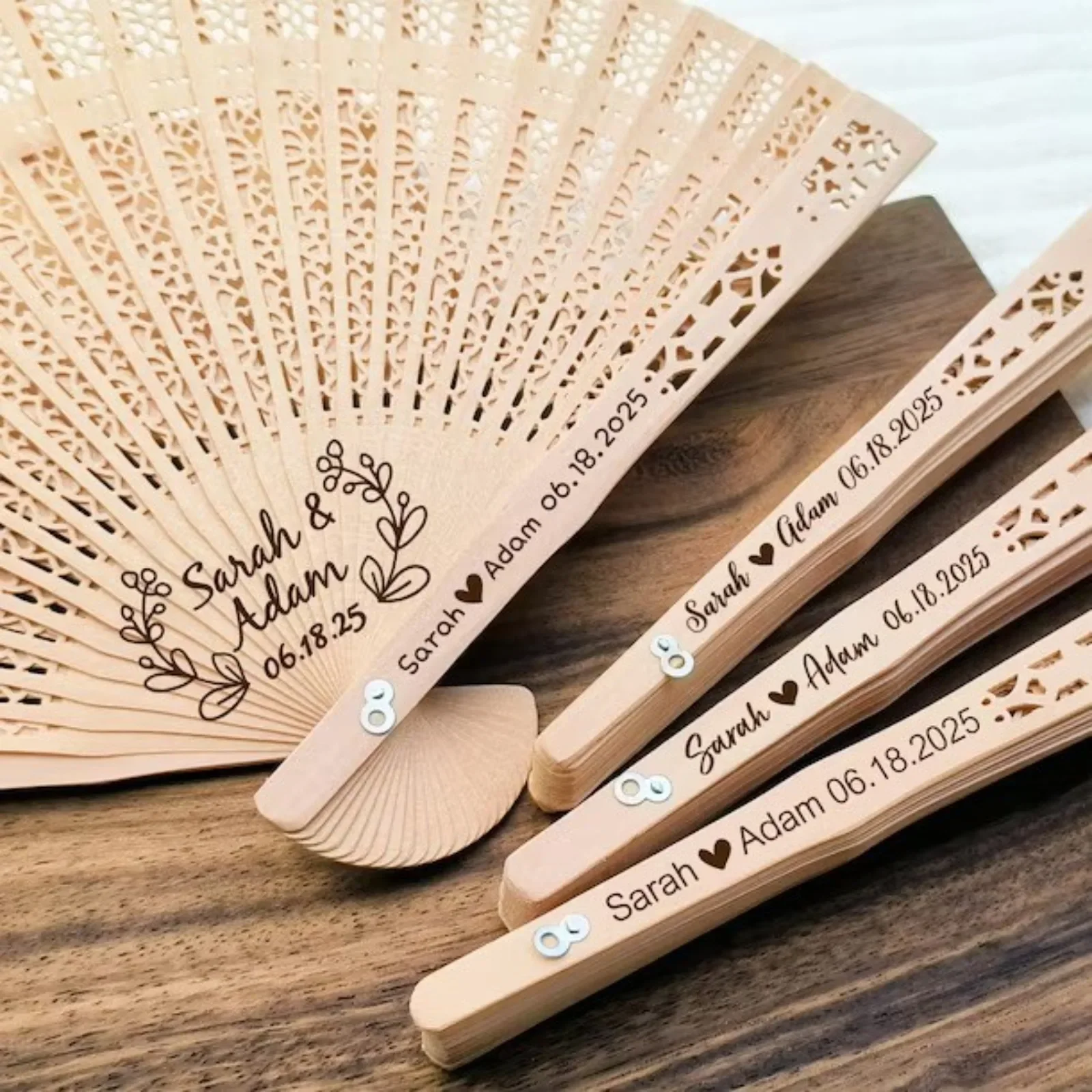 Personalized Engraving Model - 8 inch Full Punch Fragrant Wooden Fan - Dolphin Sunflower Openwork Folding Fan Wedding Fan-10pcs
Personalized Engraving Model - 8 inch Full Punch Fragrant Wooden Fan - Dolphin Sunflower Openwork Folding Fan Wedding Fan-10pcs