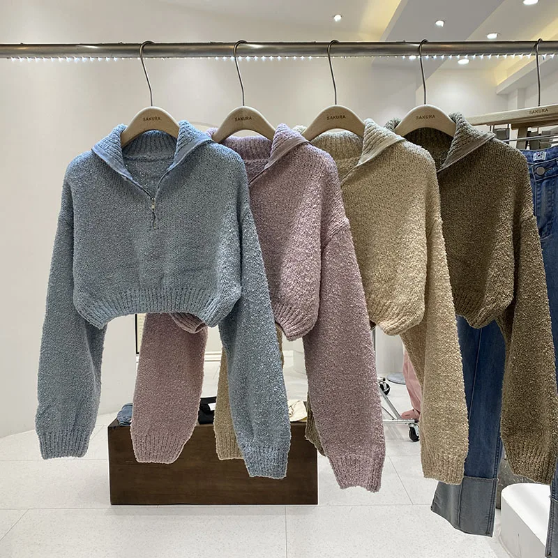American Style Solid Sweater Women Double Zipper Long Sleeve Loose Short Hoodies Tops Fashion All-matched Trend Pullover
American Style Solid Sweater Women Double Zipper Long Sleeve Loose Short Hoodies Tops Fashion All-matched Trend Pullover
