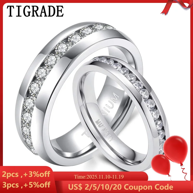 TIGRADE 4/5/6mm Titanium Ring Cubic Zirconia Engagement Ring Anti-allergy Men Women Wedding Band Size 3 to 13.5
TIGRADE 4/5/6mm Titanium Ring Cubic Zirconia Engagement Ring Anti-allergy Men Women Wedding Band Size 3 to 13.5