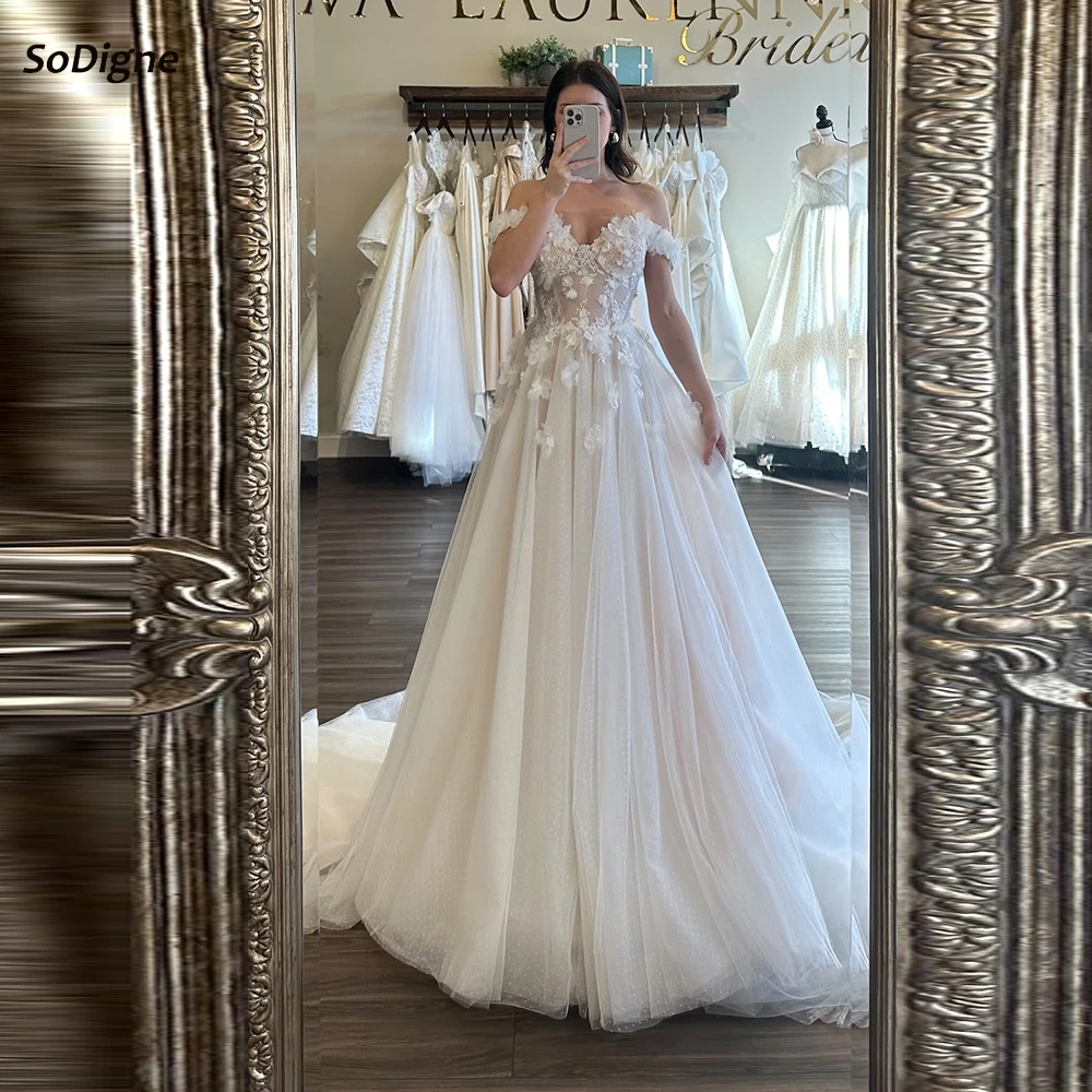 SoDigne A-line Tulle Appliques Wedding Dress Sweetheart Off Shoulder Bride Dresses 2025 Bridal Gowns Robe De Mairee Customized
SoDigne A-line Tulle Appliques Wedding Dress Sweetheart Off Shoulder Bride Dresses 2025 Bridal Gowns Robe De Mairee Customized