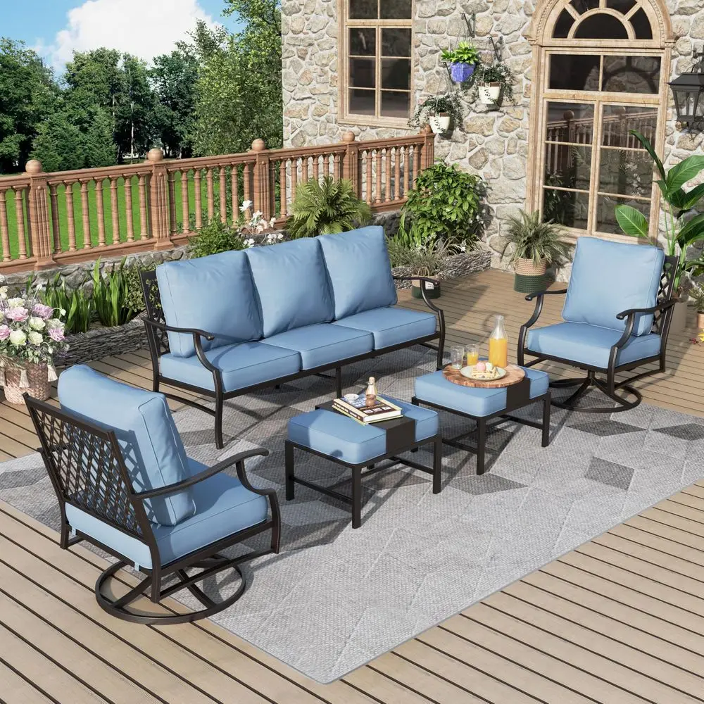 Patio Furniture Set 5 pcs, Outdoor Patio Furniture, 3Seat Sofa, 2 Swivel Chairs, 2 Ottomans and 5.75 Extra Thick Cushion, Patio
Patio Furniture Set 5 pcs, Outdoor Patio Furniture, 3Seat Sofa, 2 Swivel Chairs, 2 Ottomans and 5.75 Extra Thick Cushion, Patio
