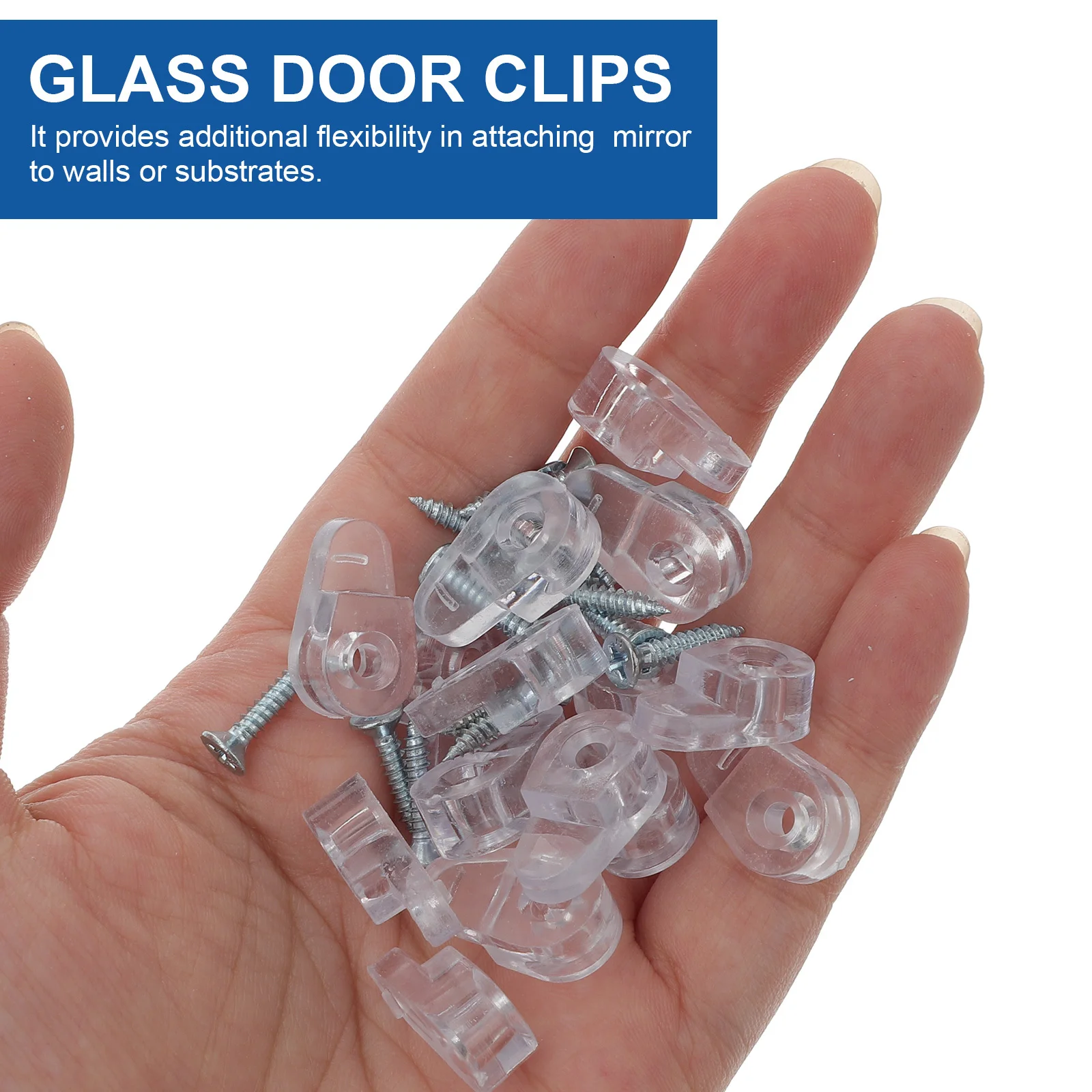 20Pcs Heavy Duty Glass Clips Reliable Mirror Mounting Brackets for Wall Cabinet Door Acrylic Panel Fixing Accessories
20Pcs Heavy Duty Glass Clips Reliable Mirror Mounting Brackets for Wall Cabinet Door Acrylic Panel Fixing Accessories