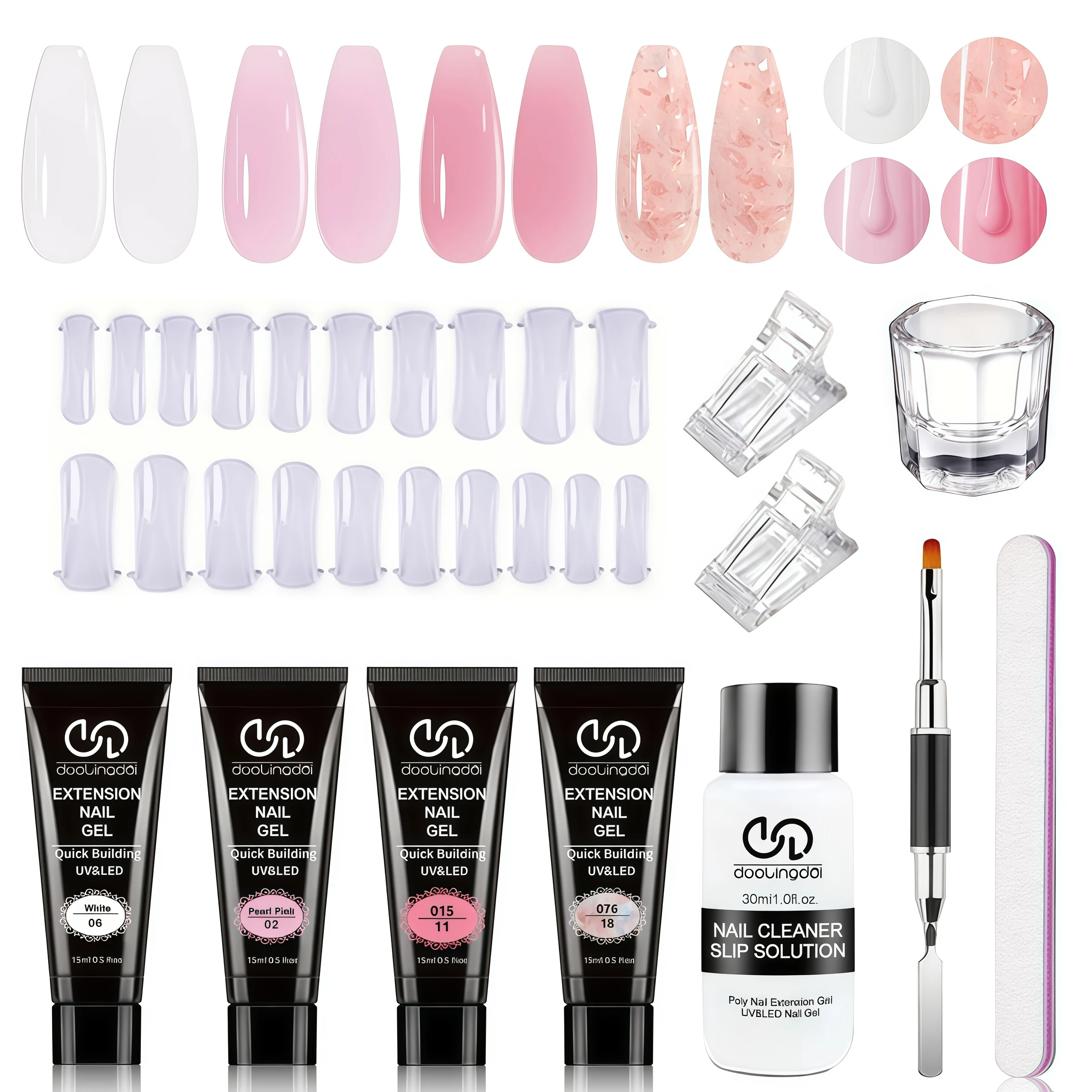 DUOLINGDAI Poly Gel Nail Kit Complete - 4 Colors (Natural/Blends) | 4-Week Long-Lasting DIY Nail Polish Gel System for Manicure
DUOLINGDAI Poly Gel Nail Kit Complete - 4 Colors (Natural/Blends) | 4-Week Long-Lasting DIY Nail Polish Gel System for Manicure