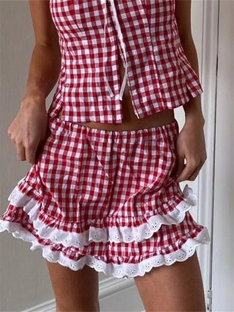 CHRONSTYLE Women Short Mini A-Line Skirts Elastic Low Waist Plaid Print Skirts Summer Lace Trim Skirts Party Streetwear 2024 New
CHRONSTYLE Women Short Mini A-Line Skirts Elastic Low Waist Plaid Print Skirts Summer Lace Trim Skirts Party Streetwear 2024 New