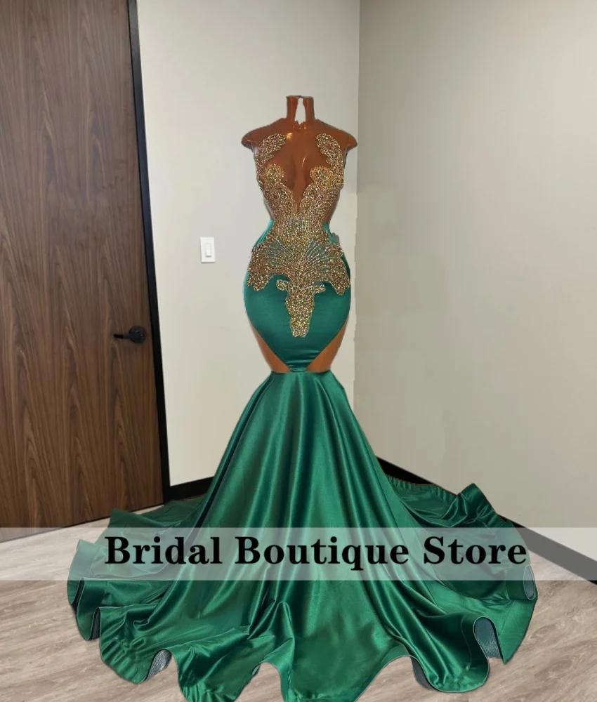 Luxury Emerald Green Mermaid Evening Dress With Gold Bead Crystal Party Dresses Woman 2024 Birthday Gown Prom Dress Customized
Luxury Emerald Green Mermaid Evening Dress With Gold Bead Crystal Party Dresses Woman 2024 Birthday Gown Prom Dress Customized