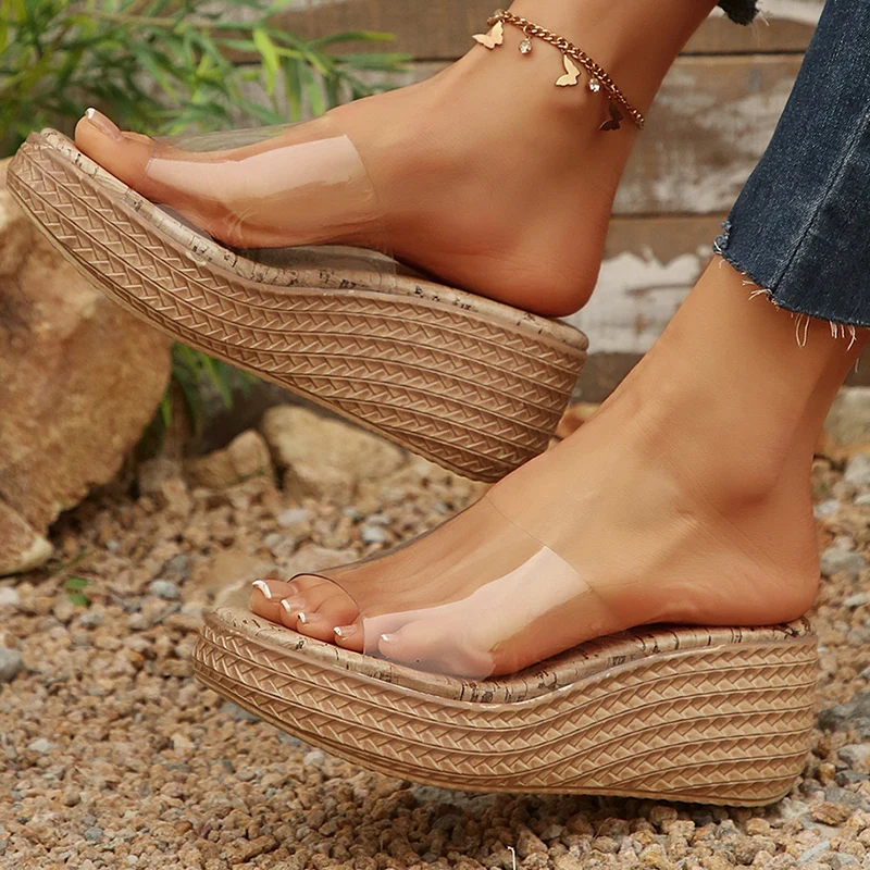 Sexy Women Transparent Pvc Clear Heeled Slippers 2025 Summer Chunky Platform Wedges Sandals Women High Heel Anti Slip Sandalias
Sexy Women Transparent Pvc Clear Heeled Slippers 2025 Summer Chunky Platform Wedges Sandals Women High Heel Anti Slip Sandalias