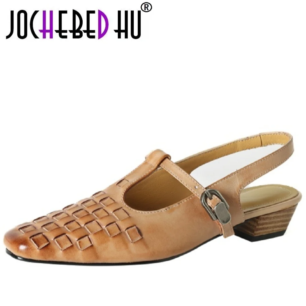 【JOCHEBED HU】Women Handmade Genuine Leather Sandals Mid Heels weave Summer Square Toe Office Casual Party Shoes Size 34-40
【JOCHEBED HU】Women Handmade Genuine Leather Sandals Mid Heels weave Summer Square Toe Office Casual Party Shoes Size 34-40