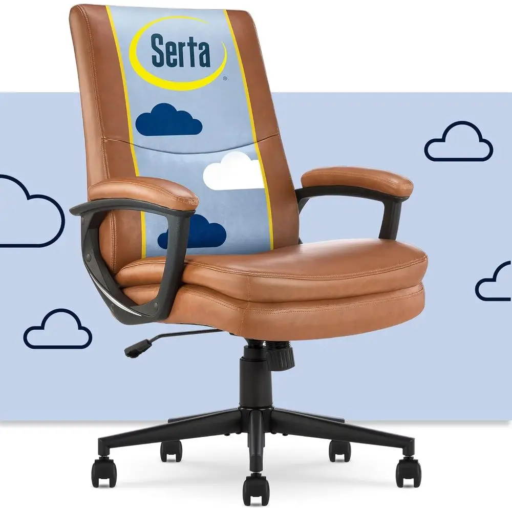Ergonomic High-Back Desk Chair with Semi Plush Cushion, Padded Armrests, Swivel Metal Base, and Bonded Leather in Cognac
Ergonomic High-Back Desk Chair with Semi Plush Cushion, Padded Armrests, Swivel Metal Base, and Bonded Leather in Cognac