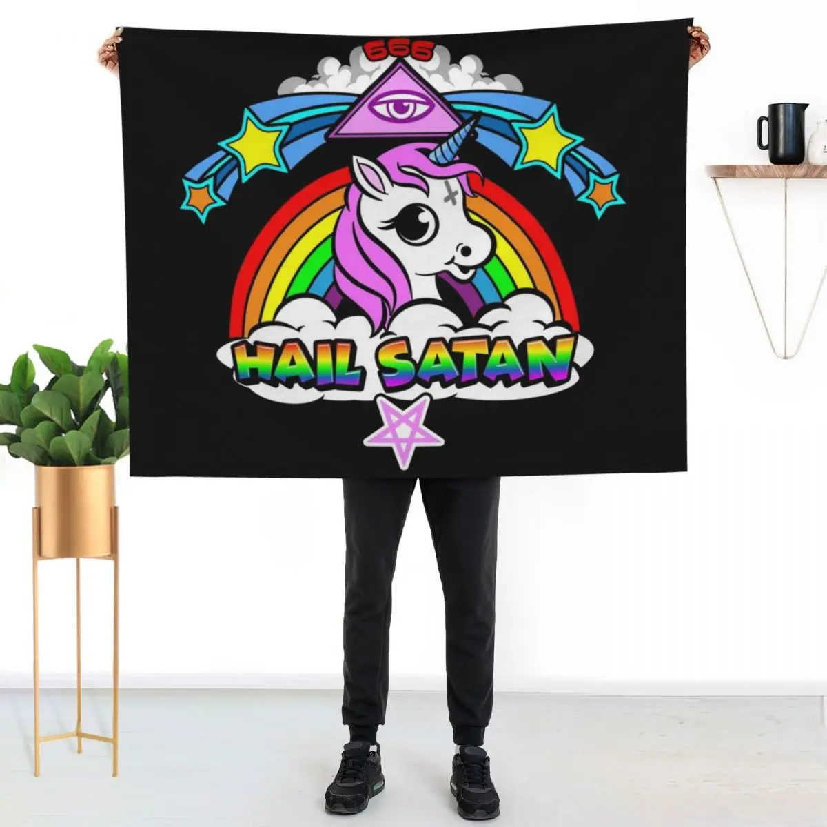HAIL SATAN Throw Blanket Shaggy Furry Soft Blanket for Bedroom Living Room
HAIL SATAN Throw Blanket Shaggy Furry Soft Blanket for Bedroom Living Room