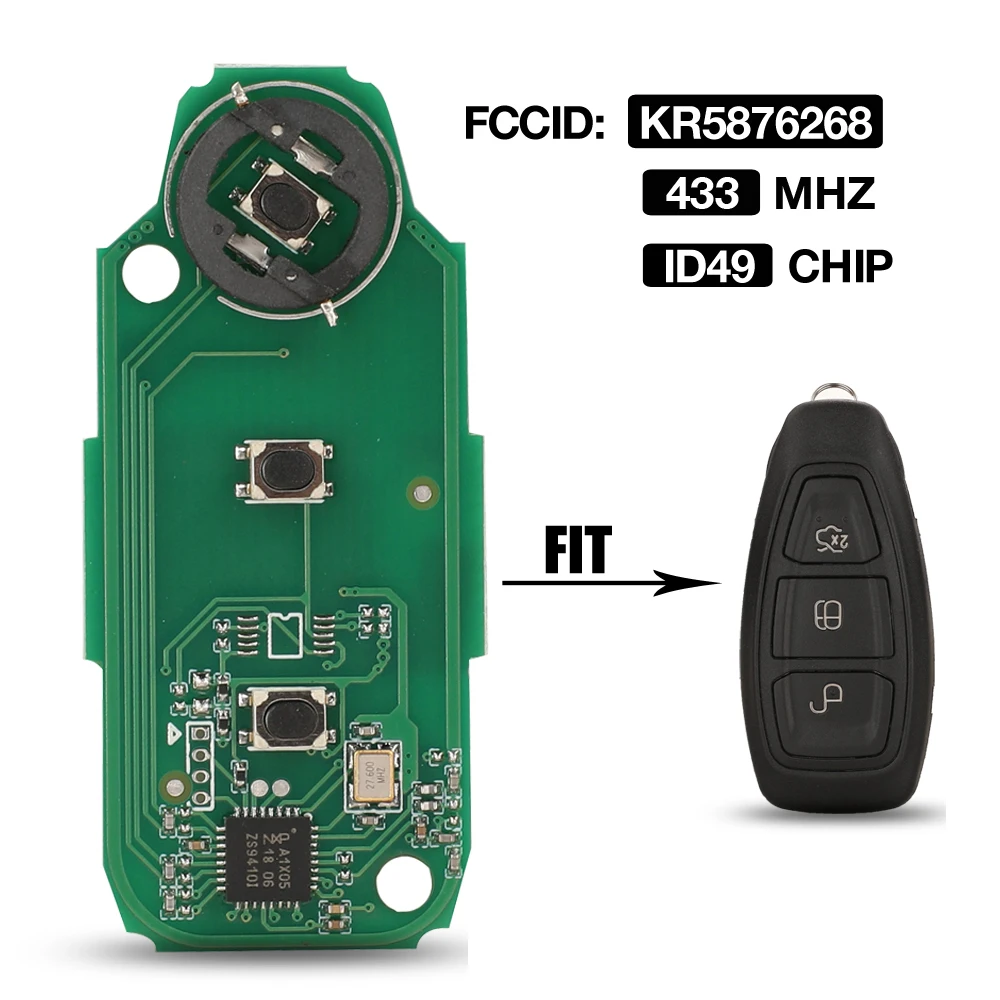 Чип jingyuqin 3 BTN 433 МГц ID49 FCC ID: KR 5876268 Умная плата дистанционного ключа для Ford Kuga Fiesta 2016 2017 2018, замена
Чип jingyuqin 3 BTN 433 МГц ID49 FCC ID: KR 5876268 Умная плата дистанционного ключа для Ford Kuga Fiesta 2016 2017 2018, замена