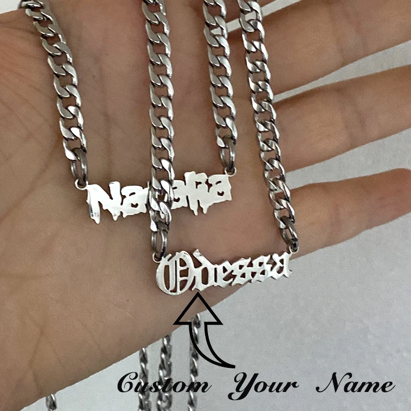Cuban Link Chain Custom Your Name Pendant Necklace Stainless Steel Silver Gold Necklace Personalized Text Nameplate Tag Gift
Cuban Link Chain Custom Your Name Pendant Necklace Stainless Steel Silver Gold Necklace Personalized Text Nameplate Tag Gift