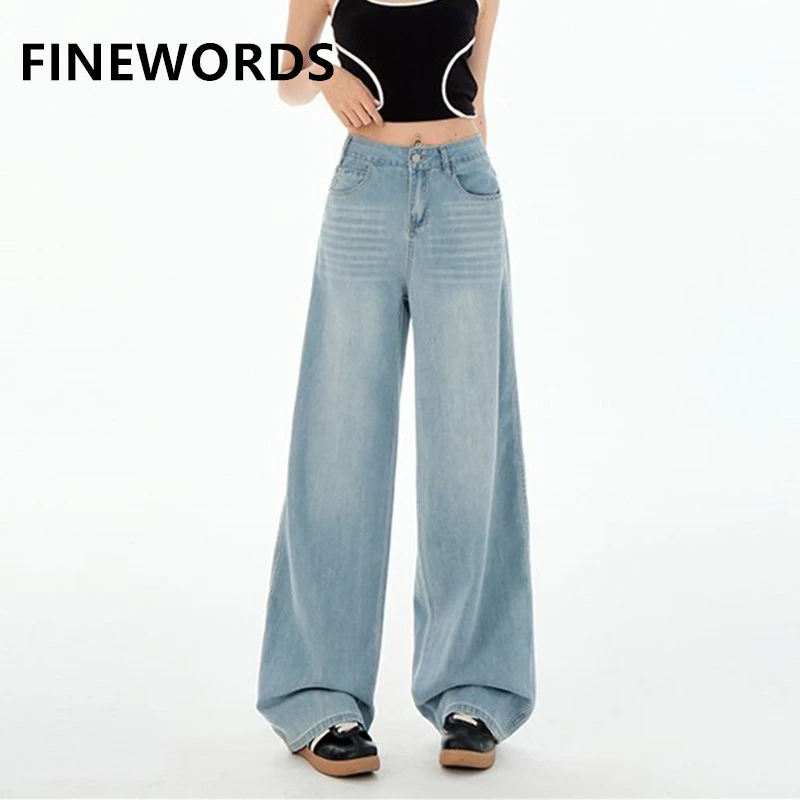 FINEWORDS Vintage Casual Korean Jeans Women Easymatch Streetwear Wide Leg Blue Jeans Streetwear Baggy Washed Denim Pants
FINEWORDS Vintage Casual Korean Jeans Women Easymatch Streetwear Wide Leg Blue Jeans Streetwear Baggy Washed Denim Pants