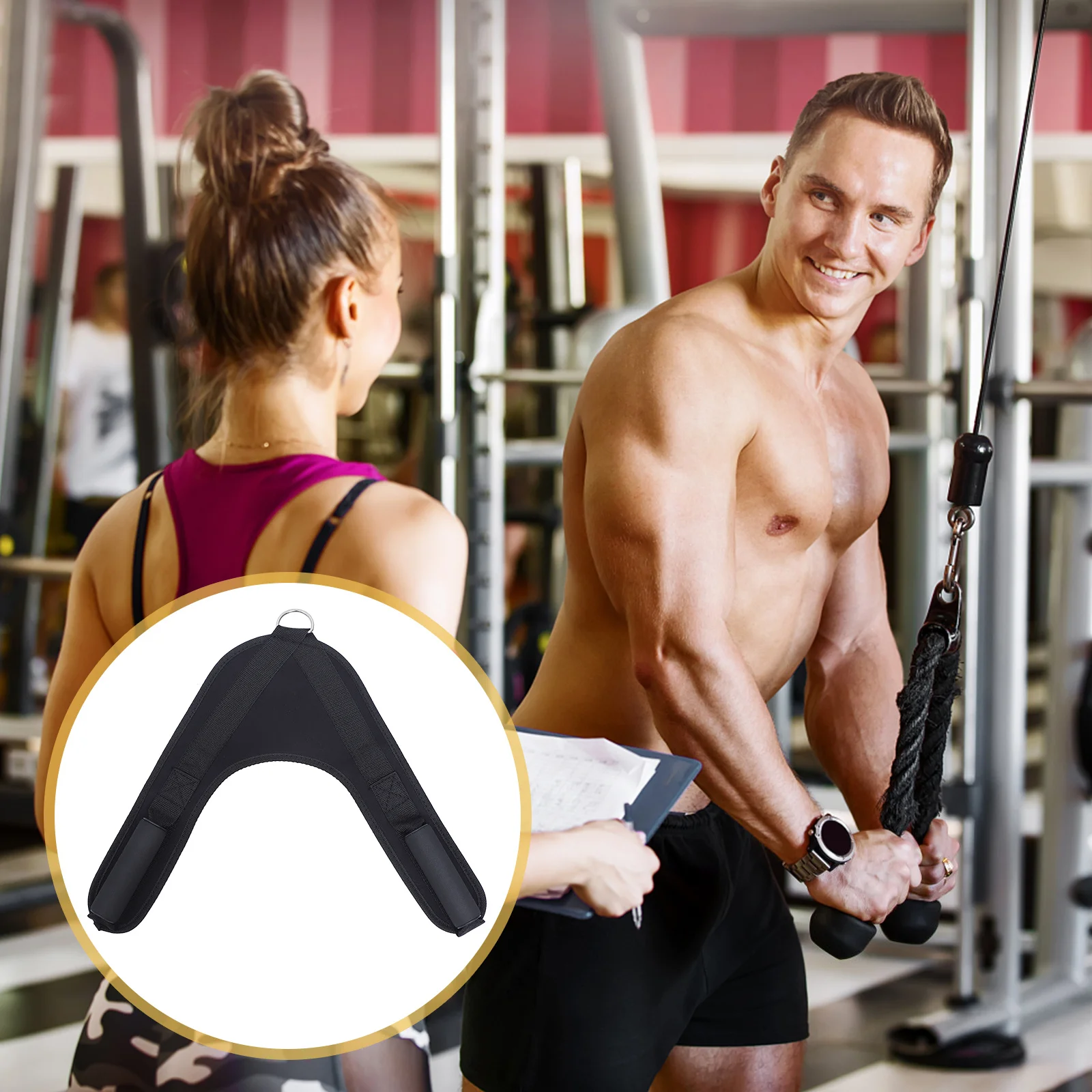 1Pcs Abdominal Crunch Harness V-Shape Ab Fitness Strap for Effective Workout Gym Personal Use Back Neck Support 
1Pcs Abdominal Crunch Harness V-Shape Ab Fitness Strap for Effective Workout Gym Personal Use Back Neck Support