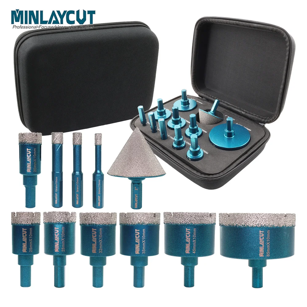MINLAYCUT 11Pcs Dia 6-65mm Diamond Drill Bit Kit for Ceramic Marble Granite Hole Saw Drill Core Bit Tool Set With Hex Chamfer
MINLAYCUT 11Pcs Dia 6-65mm Diamond Drill Bit Kit for Ceramic Marble Granite Hole Saw Drill Core Bit Tool Set With Hex Chamfer