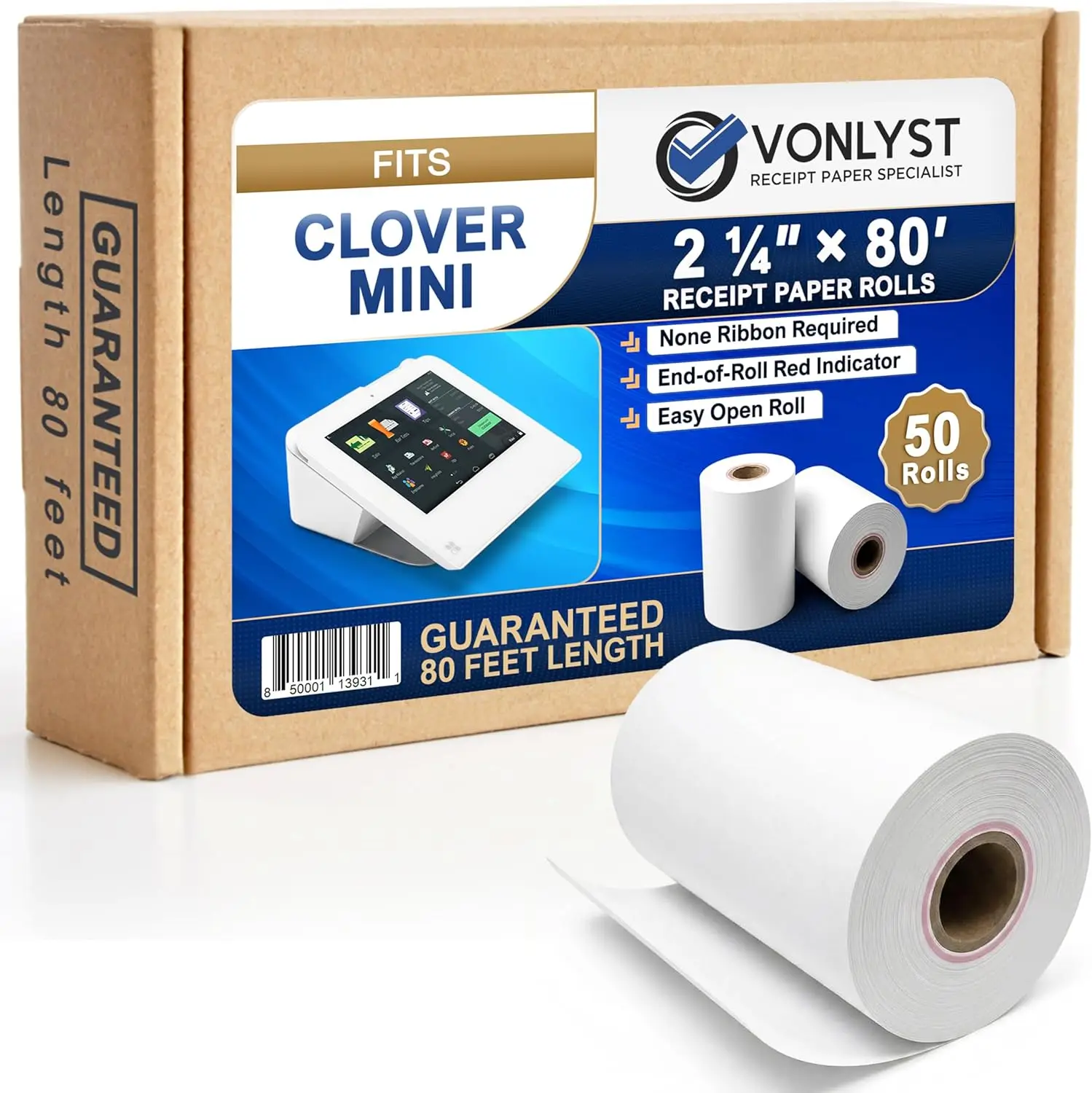 2 1/4" x 80' Thermal Receipt Paper Rolls, 50-Pack for Clover Mini & Mobile, BPA-Free POS Printer Paper
2 1/4" x 80' Thermal Receipt Paper Rolls, 50-Pack for Clover Mini & Mobile, BPA-Free POS Printer Paper