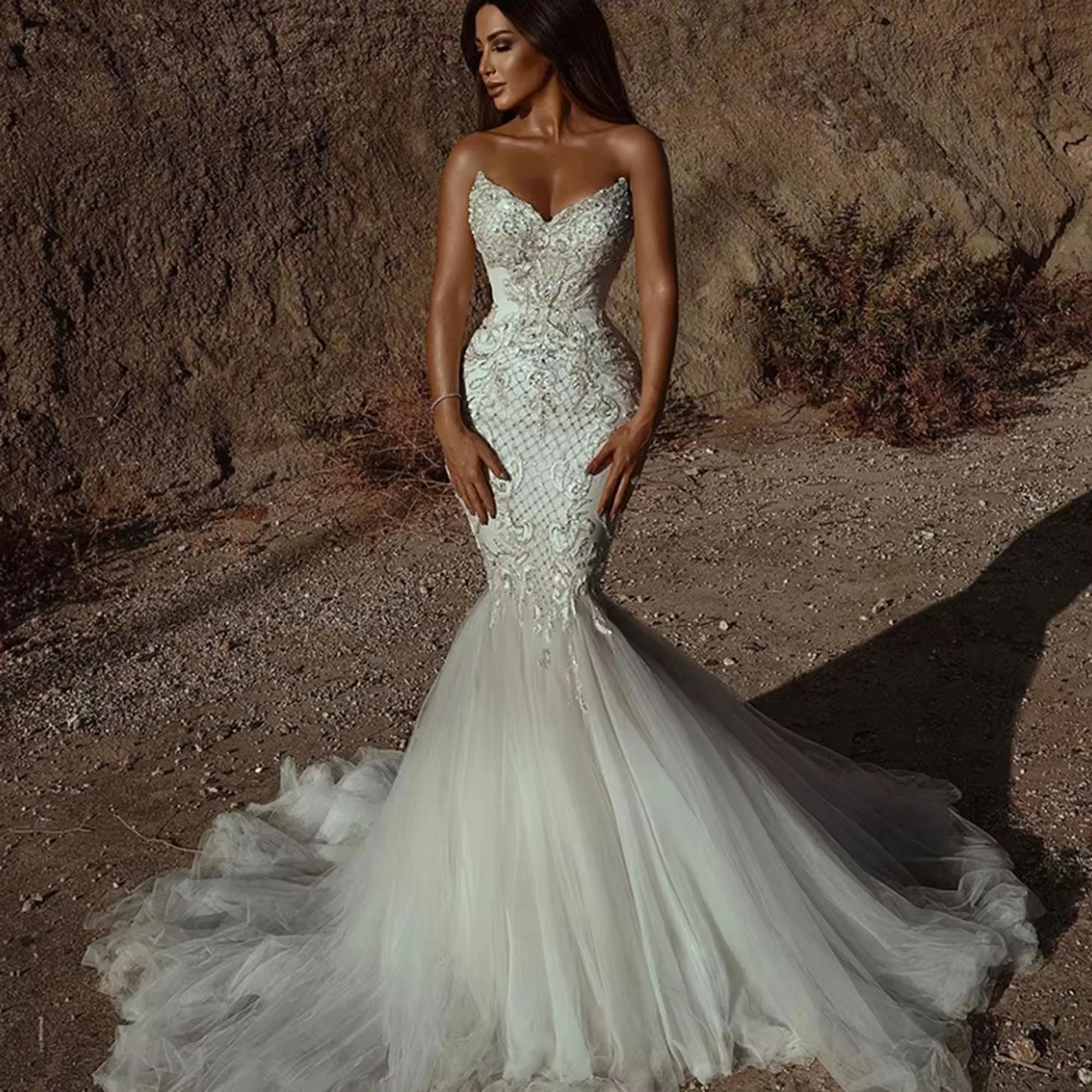JEHETH White Mermaid Wedding Dress Luxury Sexy Sweetheart Plus Size Sweetheart Appliques Beads Bridal Gowns Vestidos Customized
JEHETH White Mermaid Wedding Dress Luxury Sexy Sweetheart Plus Size Sweetheart Appliques Beads Bridal Gowns Vestidos Customized