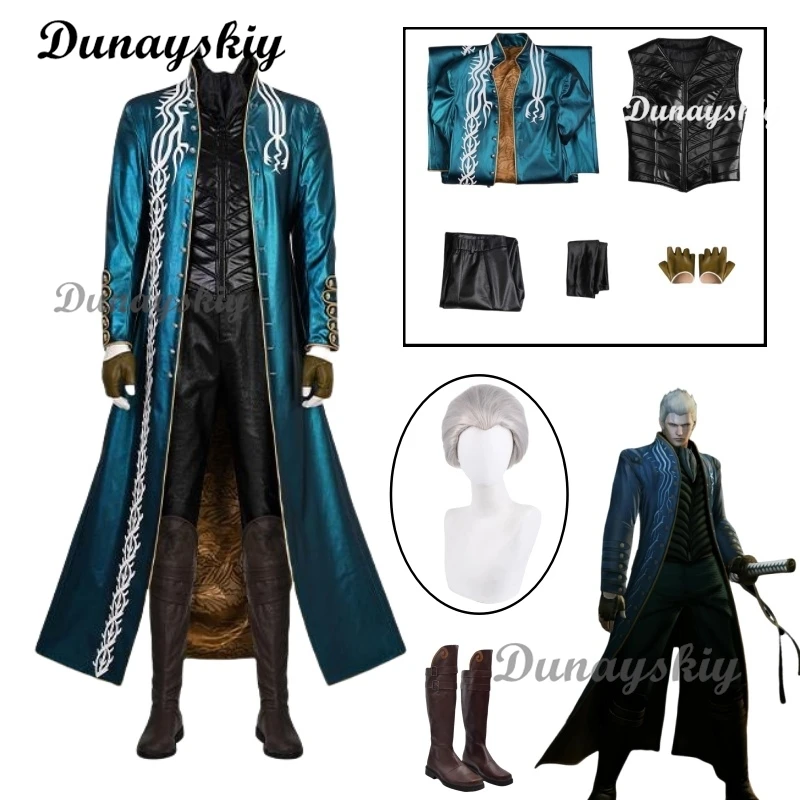 Игра D5 Косплей Костюм Вергила Nelo Complete MC Экипировка Зеленое Пальто Хэллоуин Вергиль Косплей Парик Карнавальный Мужской Костюм Куртка Жилет 
Игра D5 Косплей Костюм Вергила Nelo Complete MC Экипировка Зеленое Пальто Хэллоуин Вергиль Косплей Парик Карнавальный Мужской Костюм Куртка Жилет