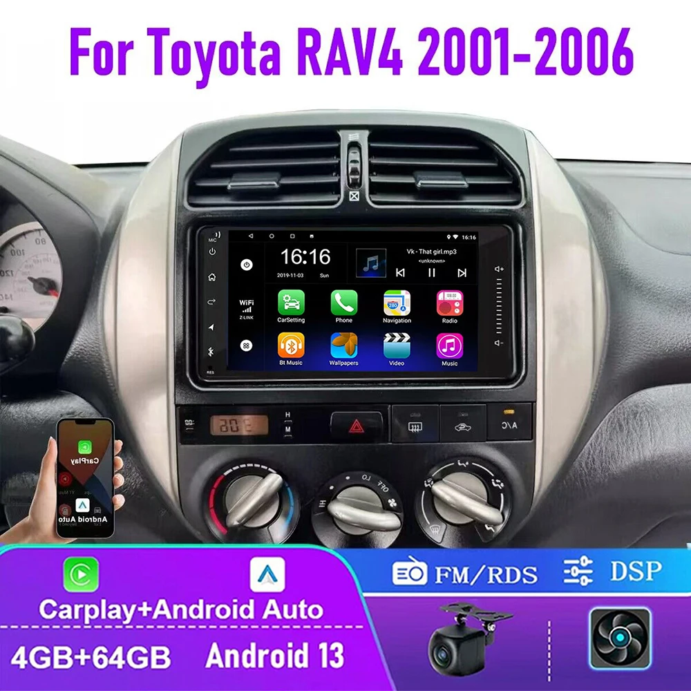 7" 4+64GB For Toyota RAV4 2001-2006 Car Radio Double Din Android Auto Wireless Carplay Touch Screen Head Unit FM GPS BT
7" 4+64GB For Toyota RAV4 2001-2006 Car Radio Double Din Android Auto Wireless Carplay Touch Screen Head Unit FM GPS BT