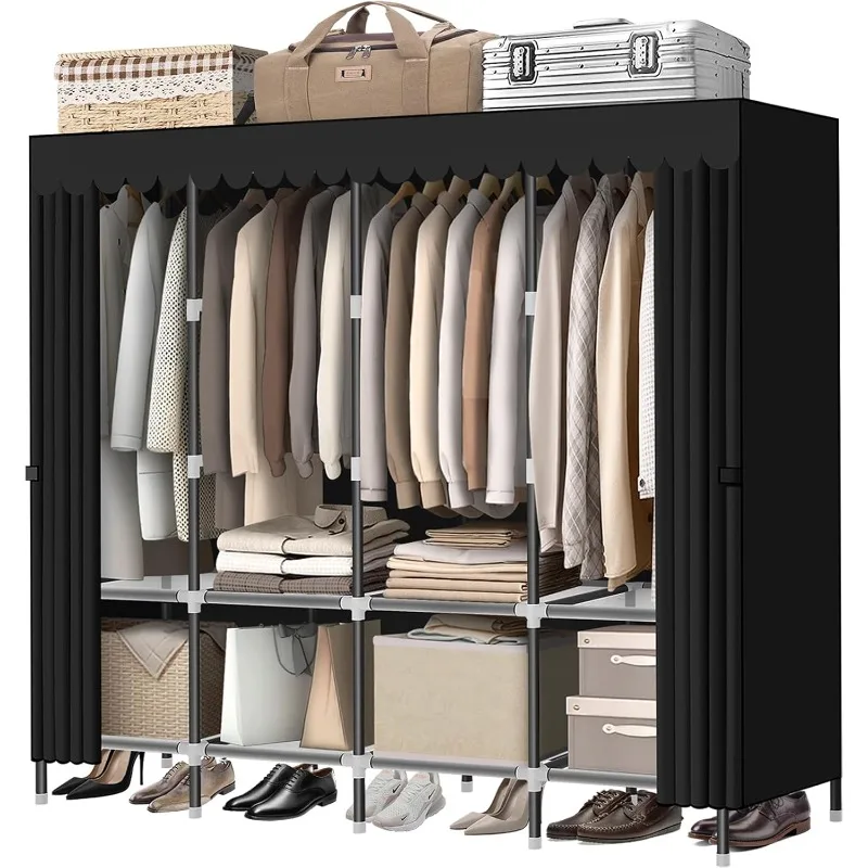Wardrobe Closet,Black Portable Closet With Zippers,65.4Inches 19mm Diameter,Portable Closets For Hanging Clothes,with 4 B
Wardrobe Closet,Black Portable Closet With Zippers,65.4Inches 19mm Diameter,Portable Closets For Hanging Clothes,with 4 B