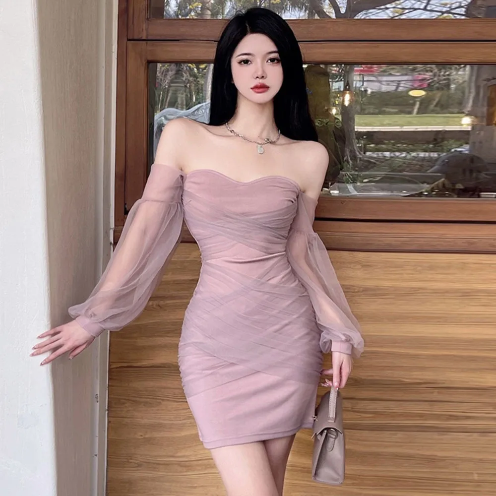 Women Pink Off Shoulder Gauze Stitching Dress 2024 Summer Korean Chic Sexy Slash Neck Sweet Slim Short Dresses Female Vestidos
Women Pink Off Shoulder Gauze Stitching Dress 2024 Summer Korean Chic Sexy Slash Neck Sweet Slim Short Dresses Female Vestidos