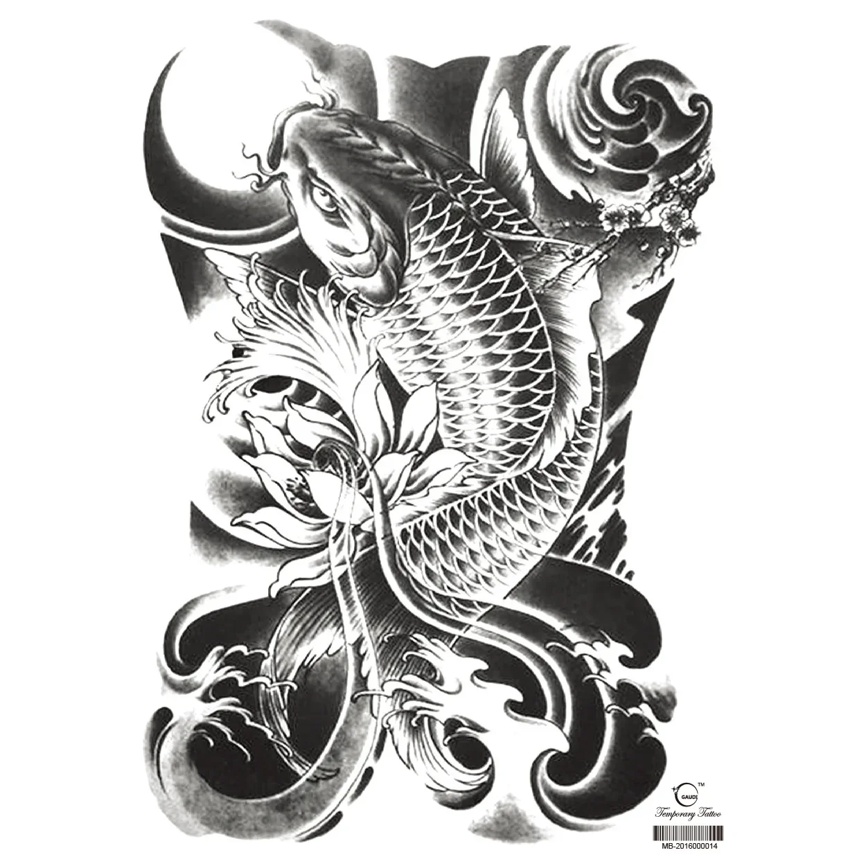 480 * 340mm Full Back Tattoo Sticker Fish Wolf Buddha Master Black and White Impermanent Door God Waterproof Big Tattoo Sticker
480 * 340mm Full Back Tattoo Sticker Fish Wolf Buddha Master Black and White Impermanent Door God Waterproof Big Tattoo Sticker