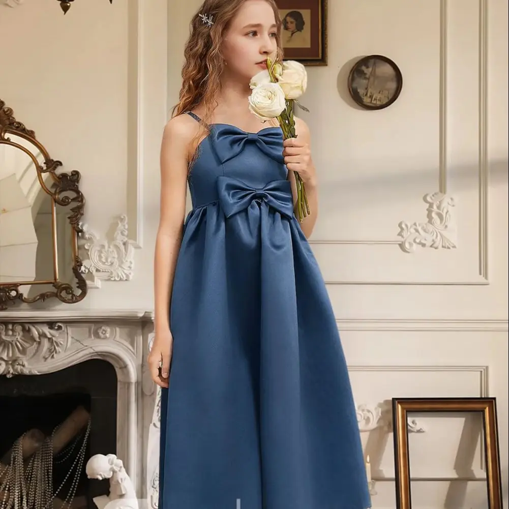 HHS Kids A Line Sweetheart Tea Length Satin Junior Bridesmaid Dress Flower Girl Dress Bow Girls Party Wedding Formal Special
HHS Kids A Line Sweetheart Tea Length Satin Junior Bridesmaid Dress Flower Girl Dress Bow Girls Party Wedding Formal Special