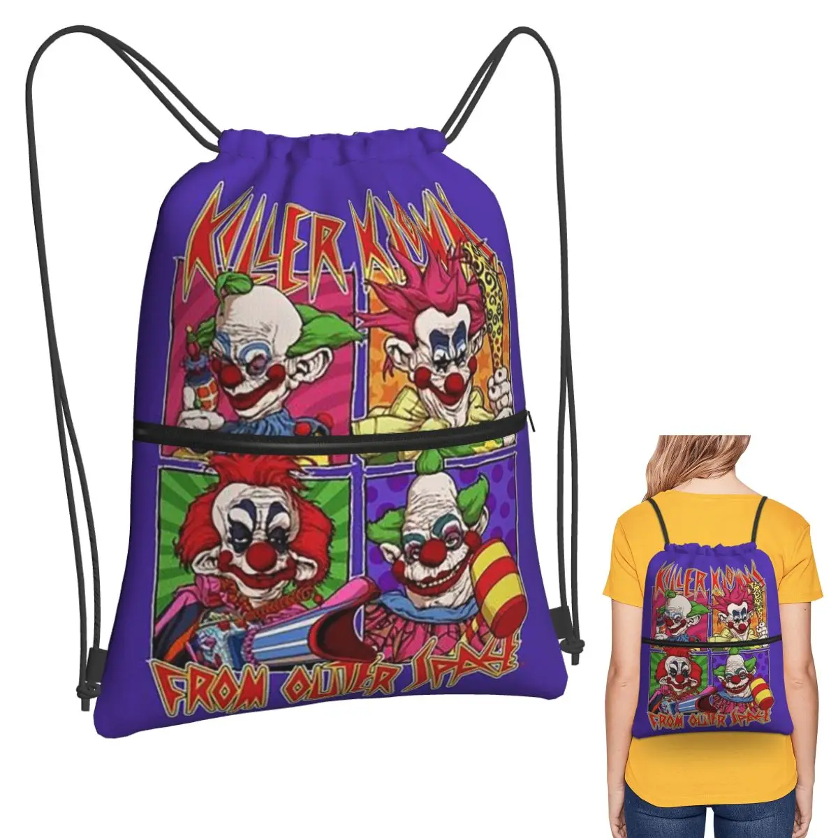 Killer Klowns From Outer Space Backpacks Fashion Drawstring Bundle Pocket Sports Bag Book Bags for Travel Students
Killer Klowns From Outer Space Backpacks Fashion Drawstring Bundle Pocket Sports Bag Book Bags for Travel Students