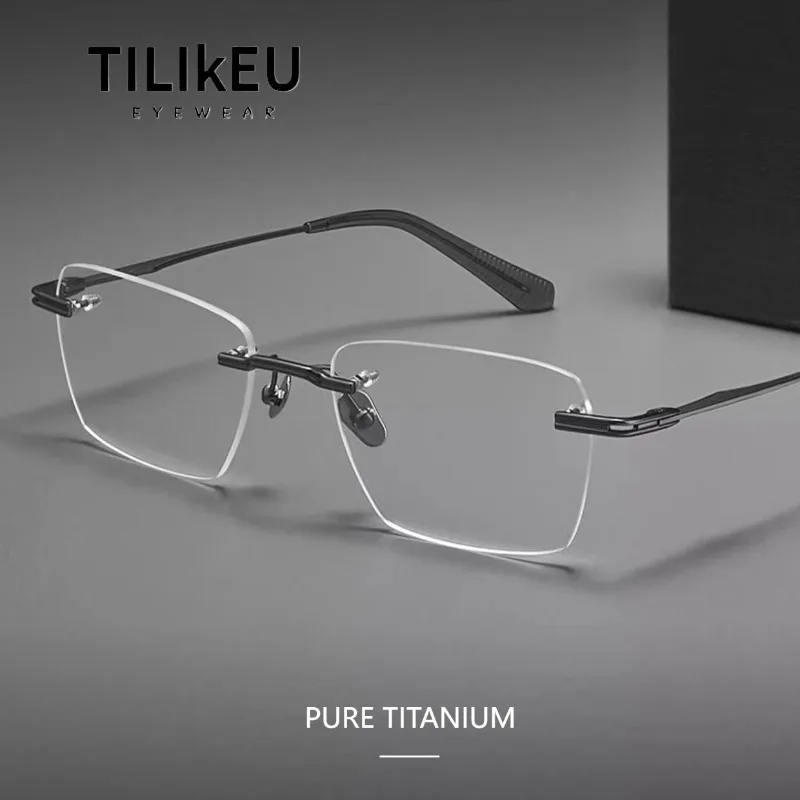 New Large Face Frame Pure Titanium Rimless Glasses Business Men's Square Frameless Eyewear Computer Prescription Glasses Frame
New Large Face Frame Pure Titanium Rimless Glasses Business Men's Square Frameless Eyewear Computer Prescription Glasses Frame