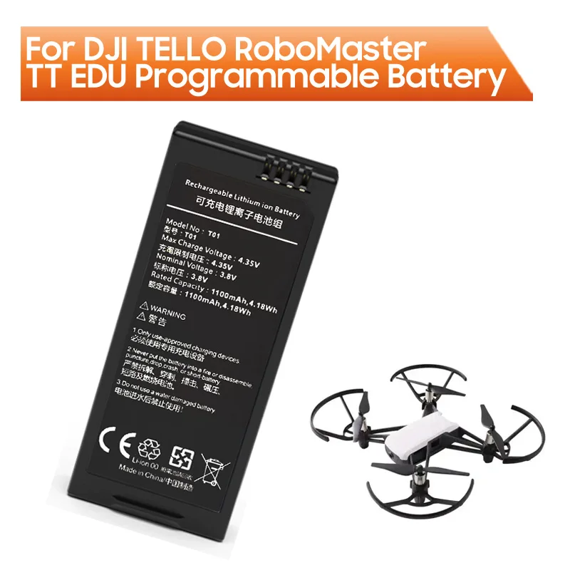 For DJI TELLO RoboMaster TT EDU Programmabl Replacement Battery 3.8V 1100mAh with Free Tools
For DJI TELLO RoboMaster TT EDU Programmabl Replacement Battery 3.8V 1100mAh with Free Tools