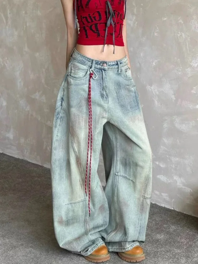 Y2K Женские джинсы в американском стиле ретро High Street Spicy Girl Хип-хоп Изогнутый нож Грязные окрашенные винтажные свободные широкие брюки в пол
Y2K Женские джинсы в американском стиле ретро High Street Spicy Girl Хип-хоп Изогнутый нож Грязные окрашенные винтажные свободные широкие брюки в пол