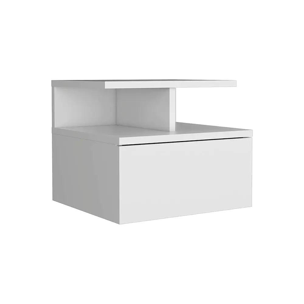 Seward Floating Nightstand, Wall Mounted With Single Drawer And 2-Tier Shelf, 12"" H, White, Bedroom
Seward Floating Nightstand, Wall Mounted With Single Drawer And 2-Tier Shelf, 12"" H, White, Bedroom